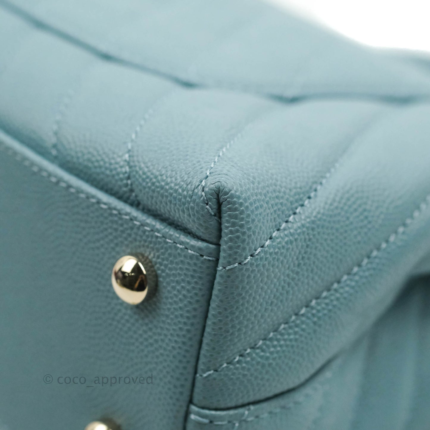 Chanel Small Coco Handle Chevron Blue Caviar Gold Hardware