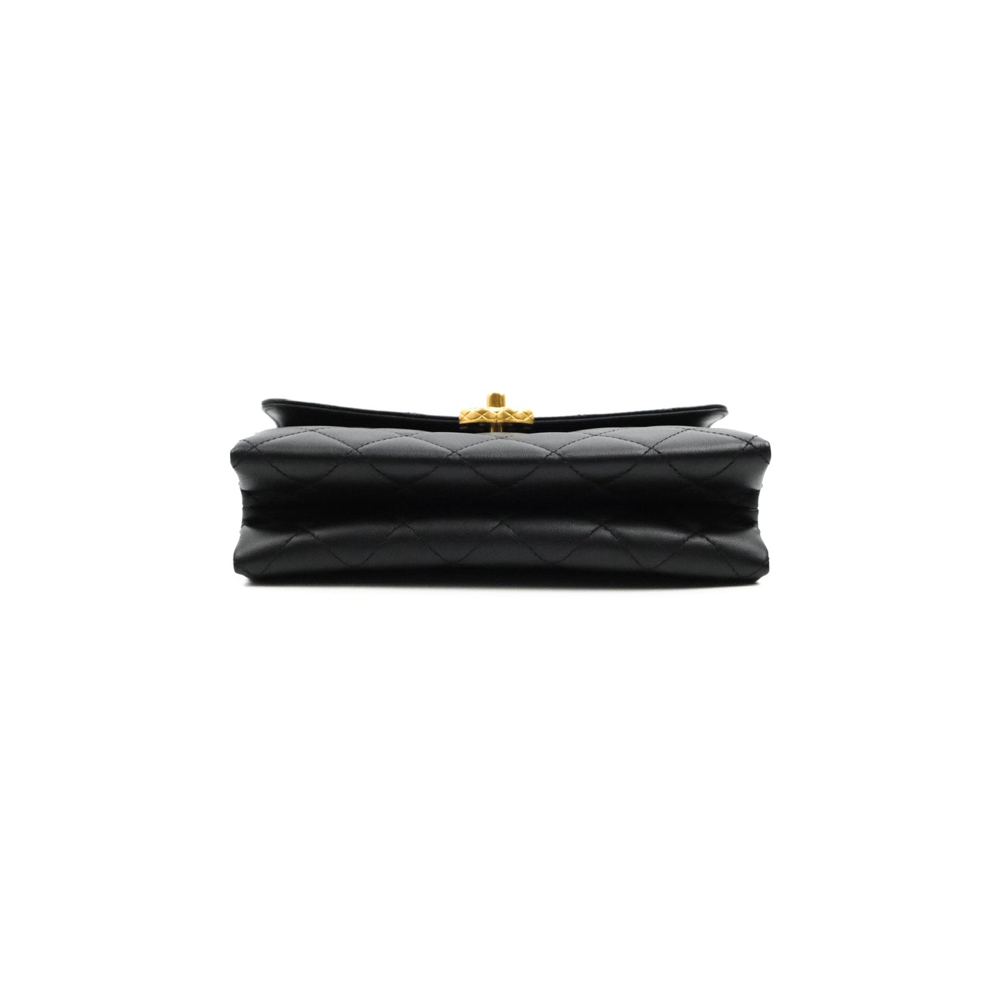 Chanel Small Chain Bar Flap Bag Black Calfskin Aged Gold Hardware