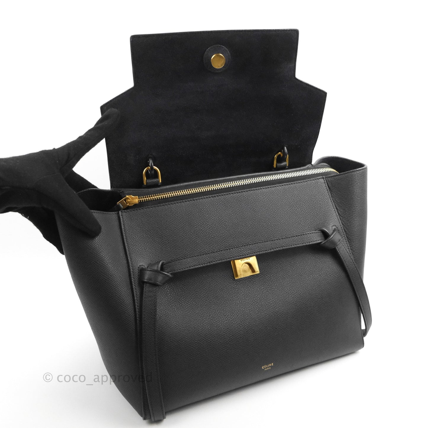 Celine Mini Belt Bag Black Grained Calfskin Gold Hardware