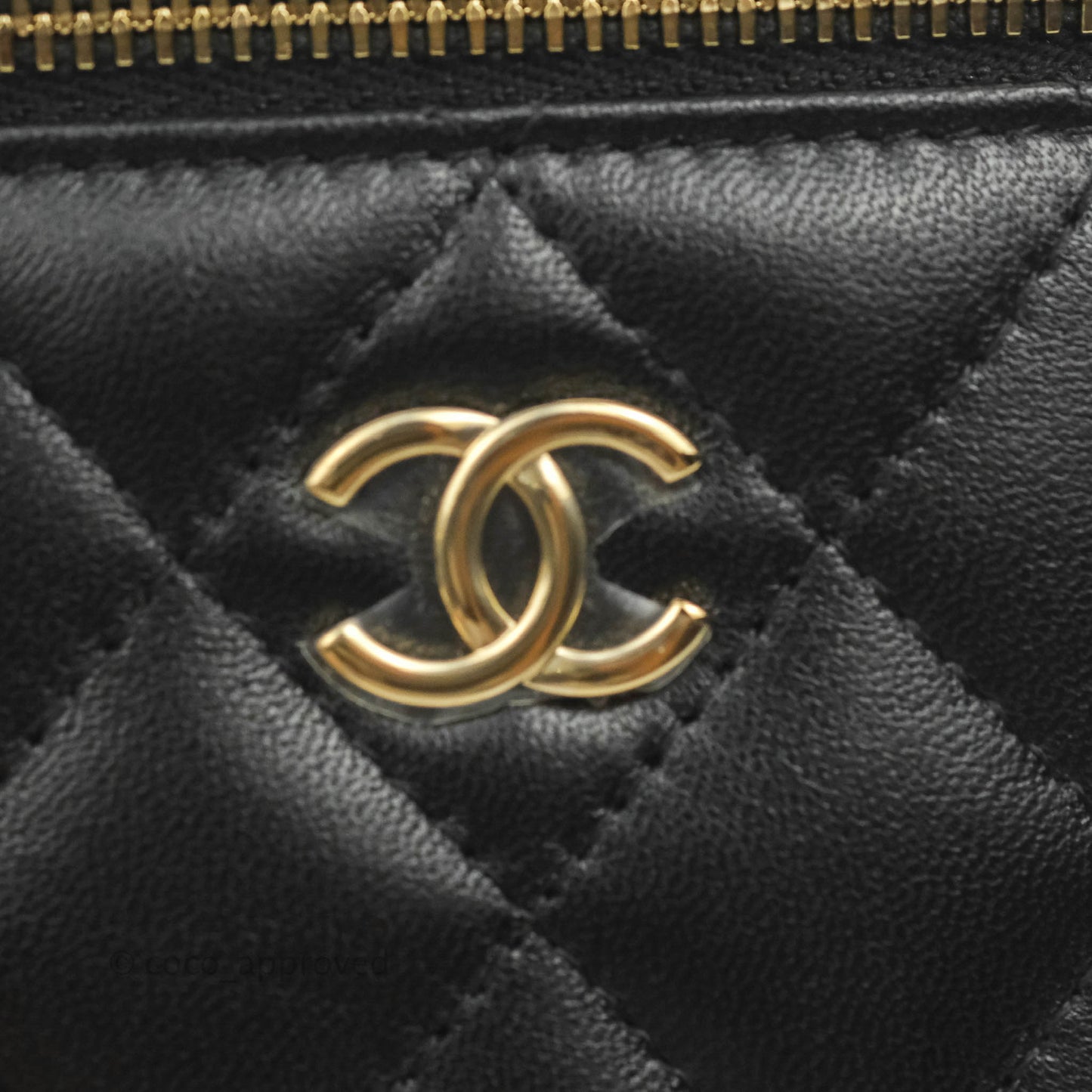 Chanel Mini Top Handle Vanity With Chain Black Lambskin Gold Hardware
