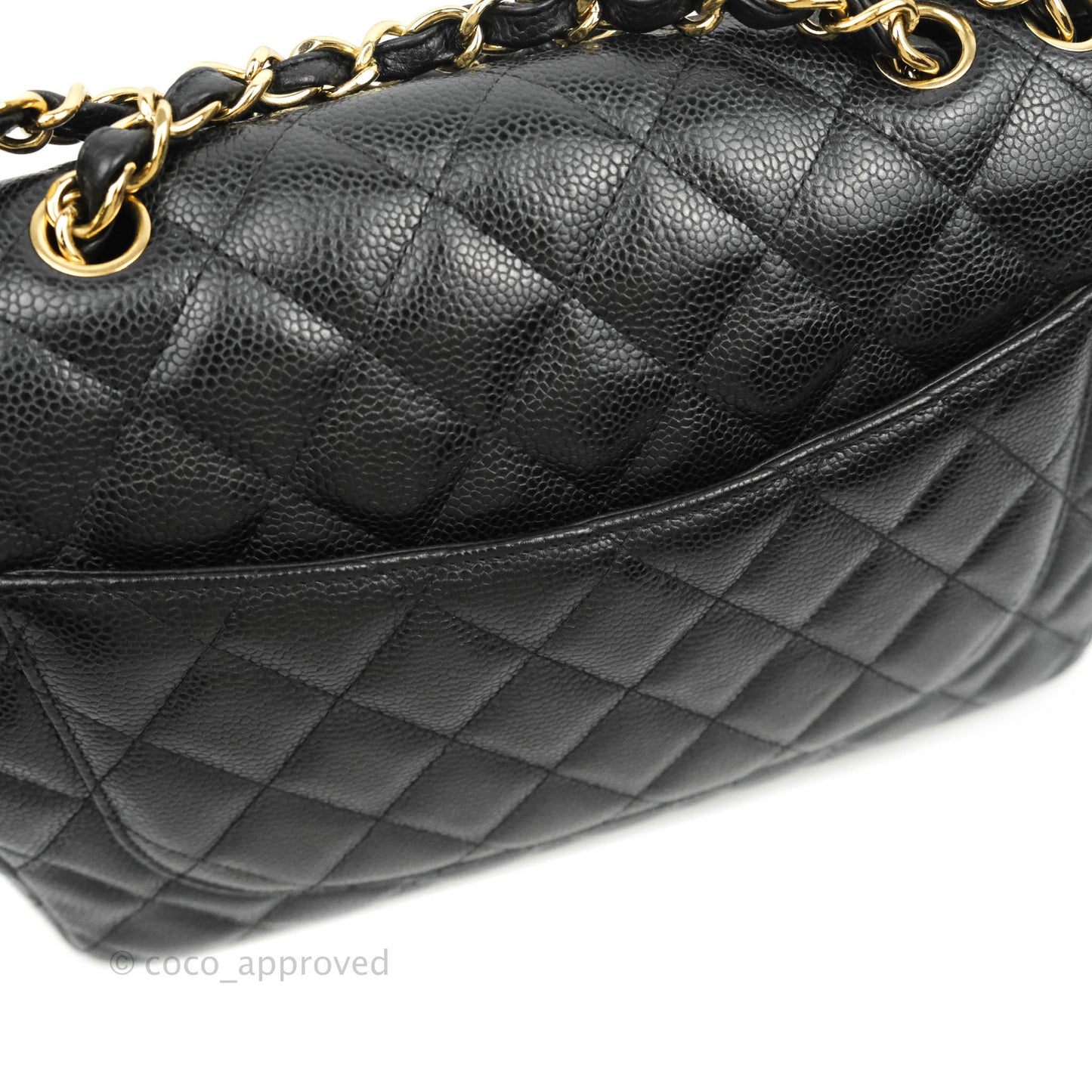 Chanel Jumbo Single Flap Black Caviar Gold Hardware