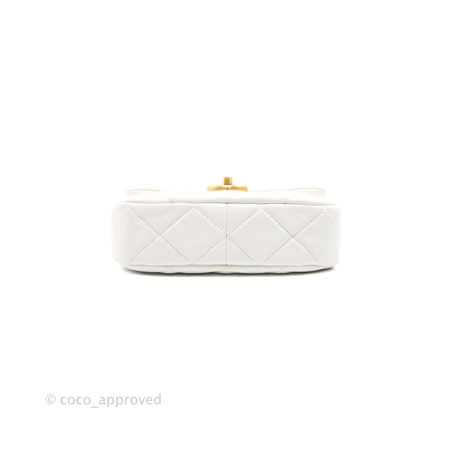 Chanel Small Flap Bag White Lambskin Aged Gold and Lacquered Metal 22S