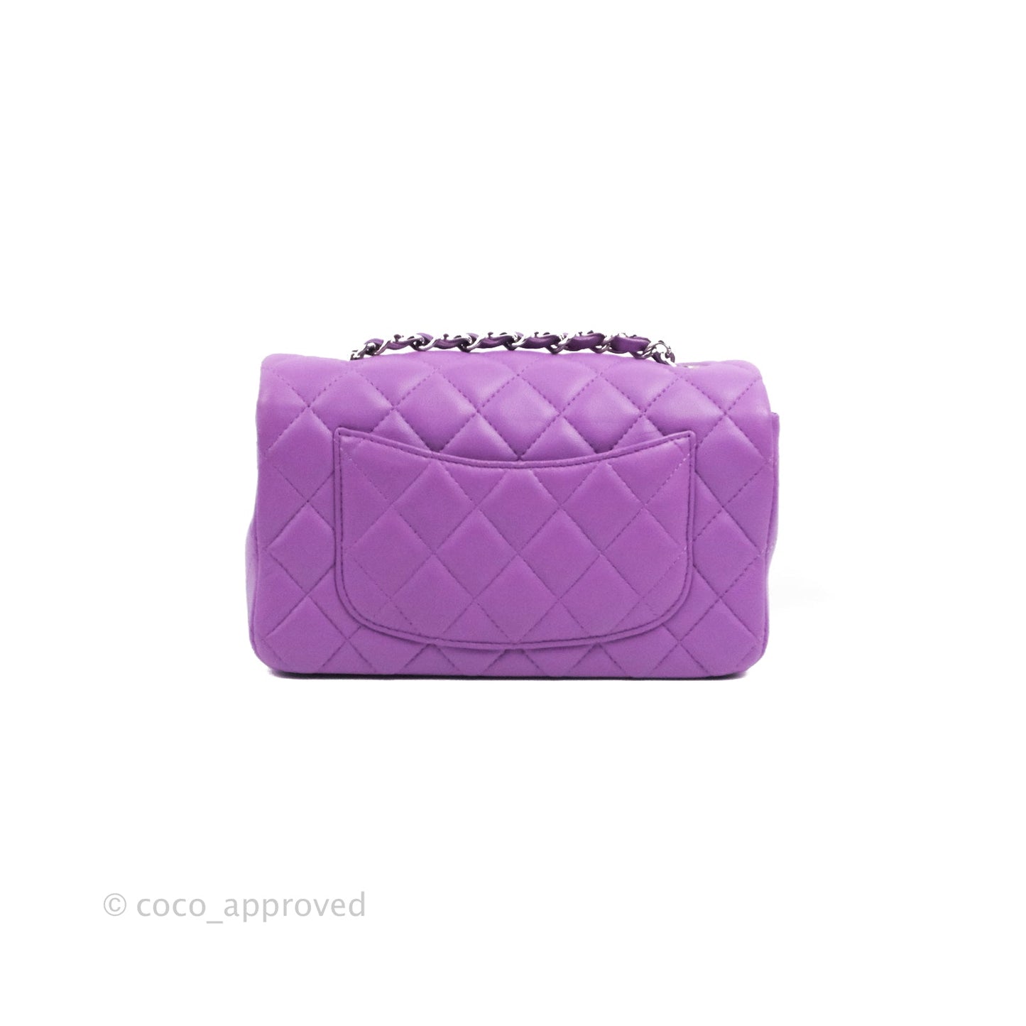 Chanel Quilted Mini Rectangular Flap Purple Lambskin Silver Hardware