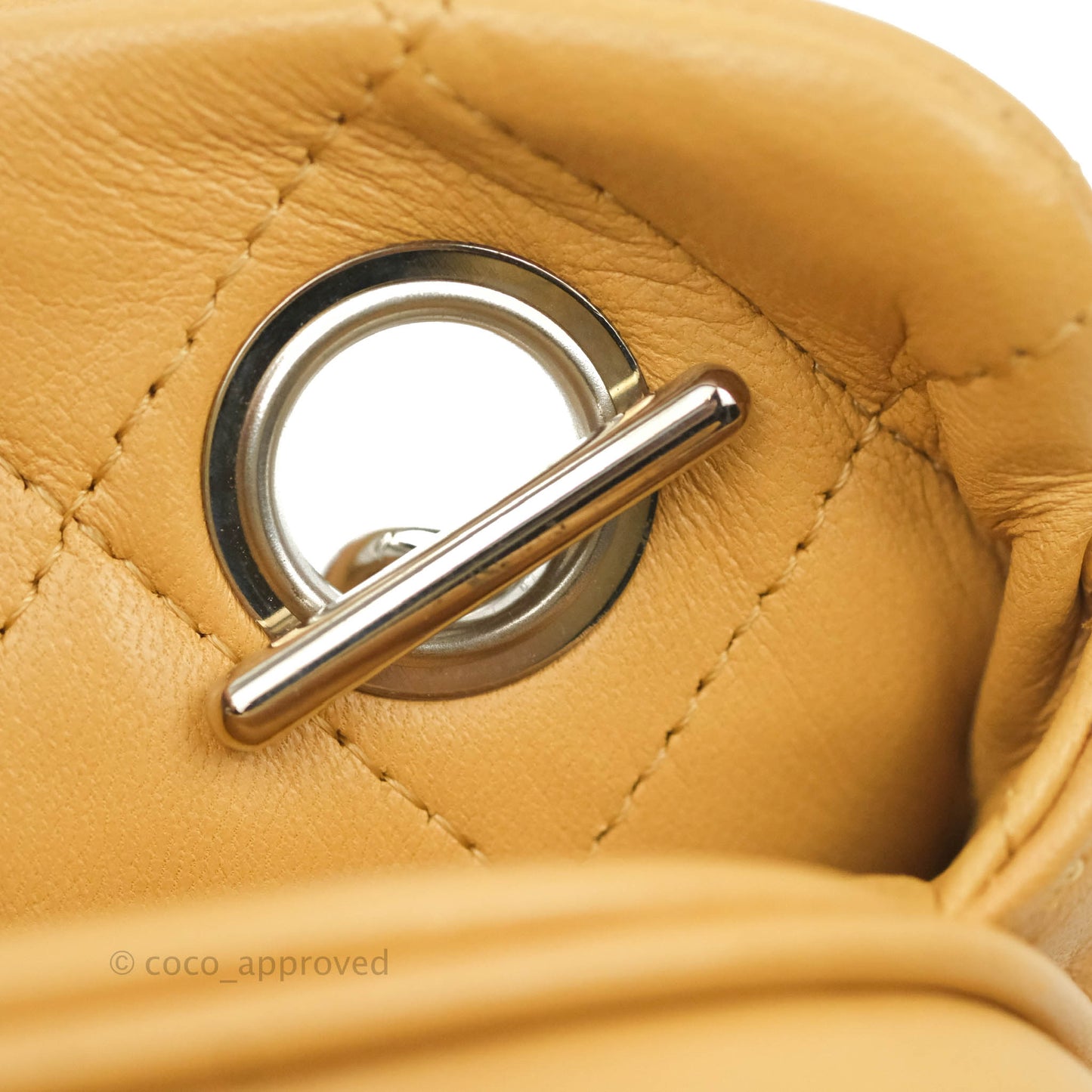 Chanel Quilted Bowling Bag Beige Lambskin Silver Hardware