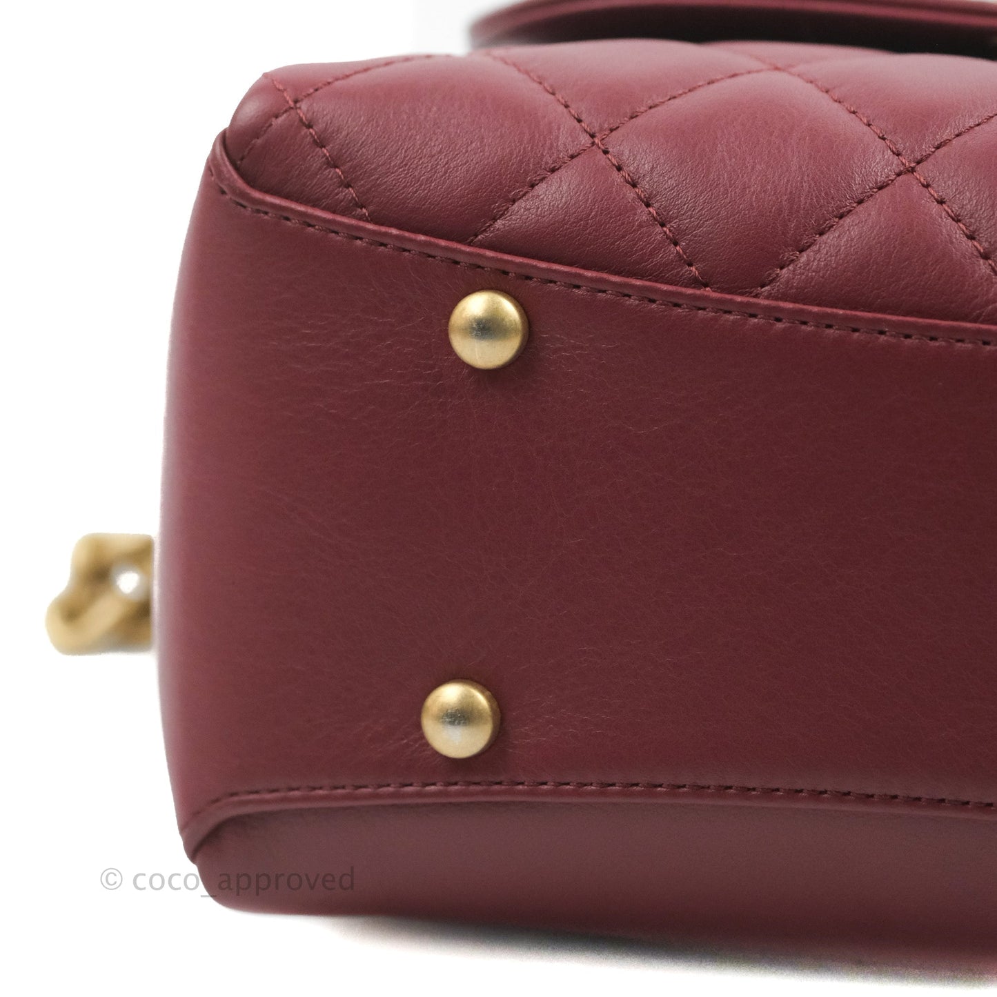 Chanel Flap Bag Dark Red Calfskin Aged Gold Hardware