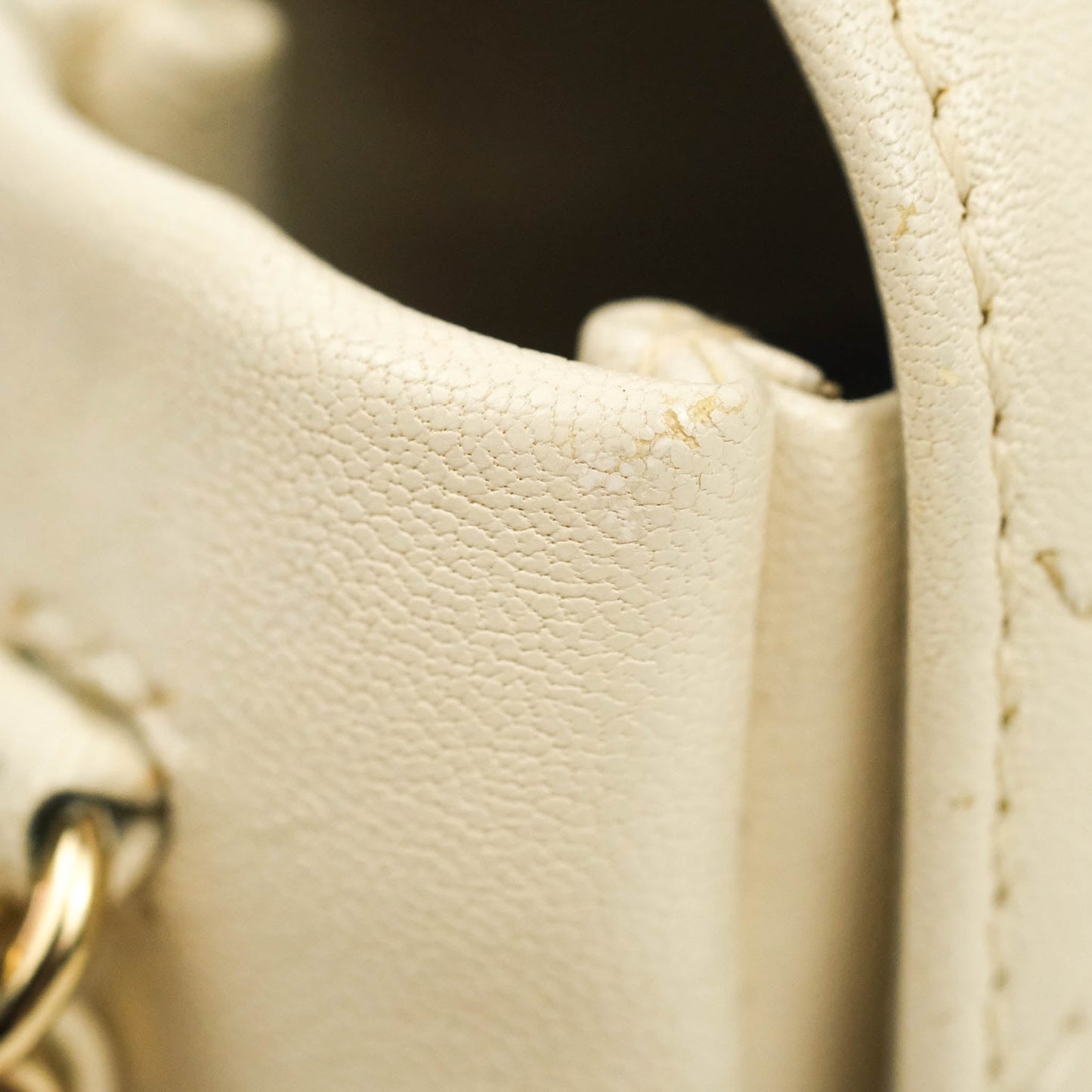 Chanel Flat Quilted Mini Flap Bag Ivory Calfskin Gold Hardware