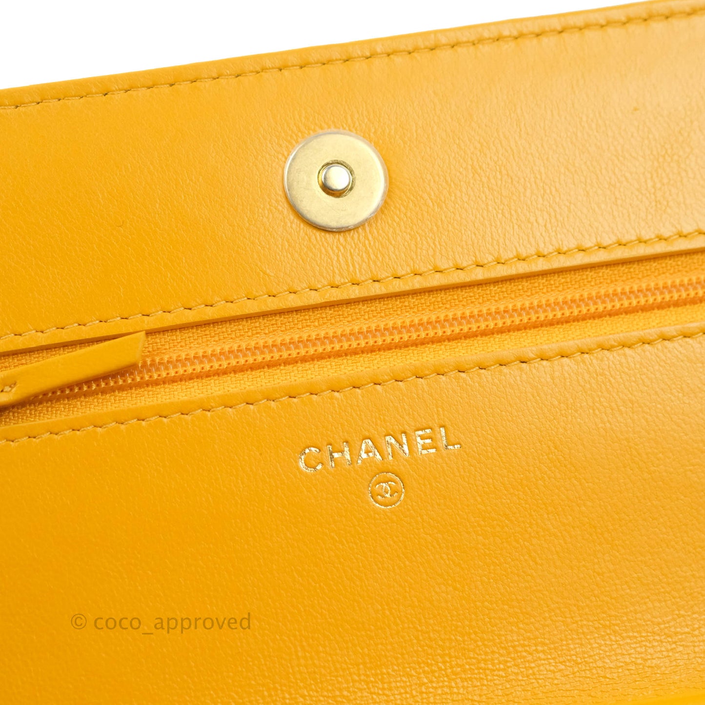 Chanel Quilted Classic Chain Around WOC Yellow Lambskin Aged Gold Hardware