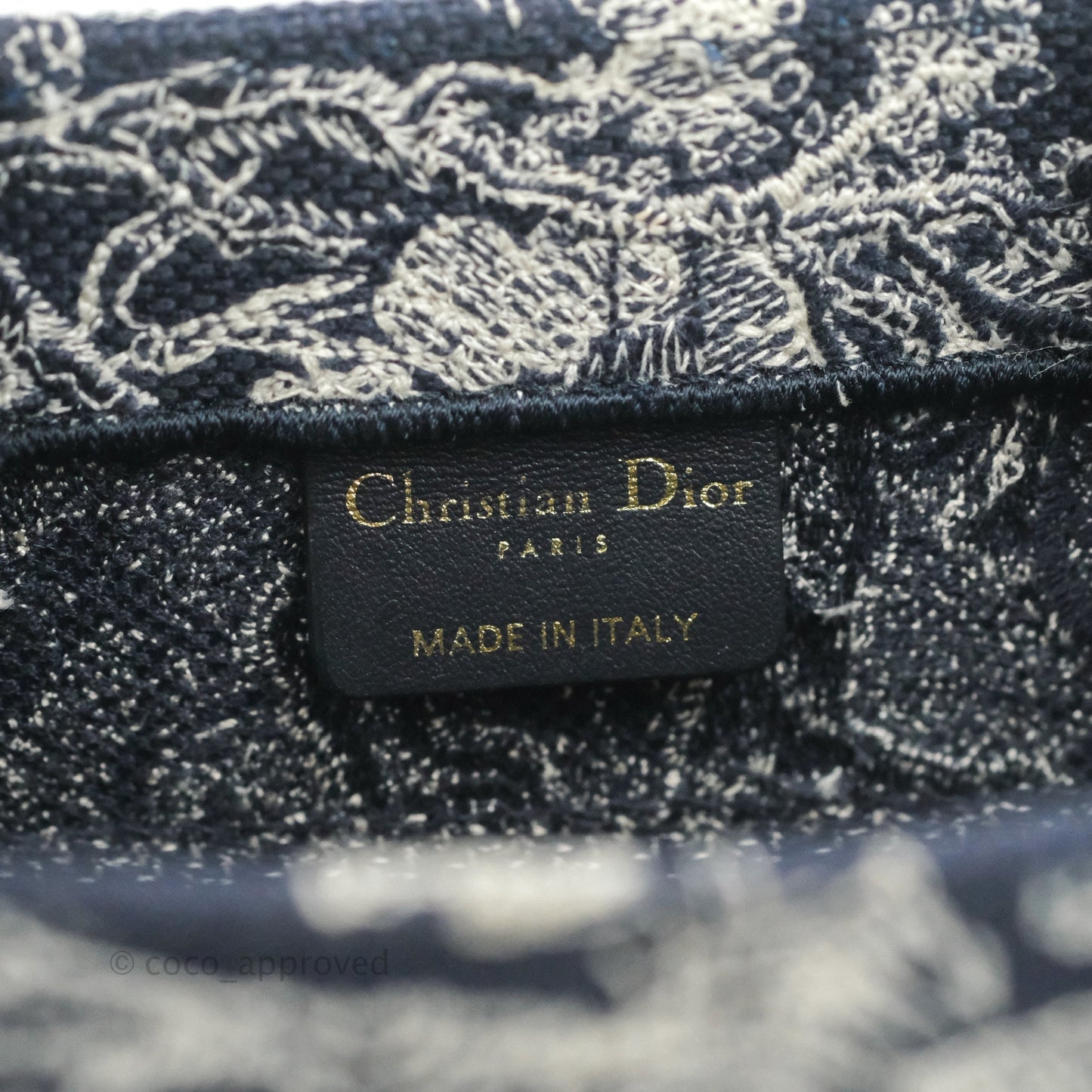 Christian Dior New Small Embroidered Toile De Jouy Navy Canvas Book Tote