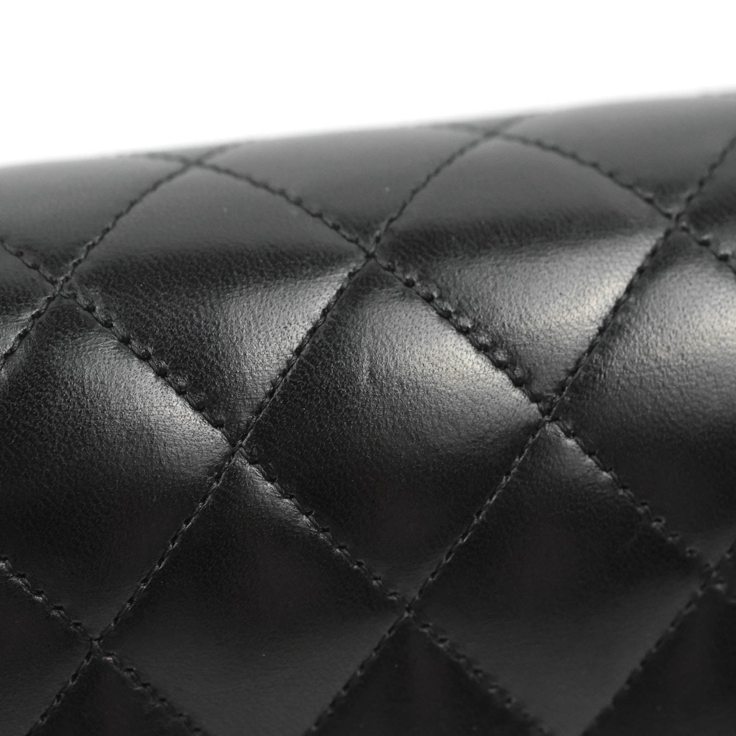 Chanel Classic M/L Medium Flap Quilted Black Lambskin Silver Hardware