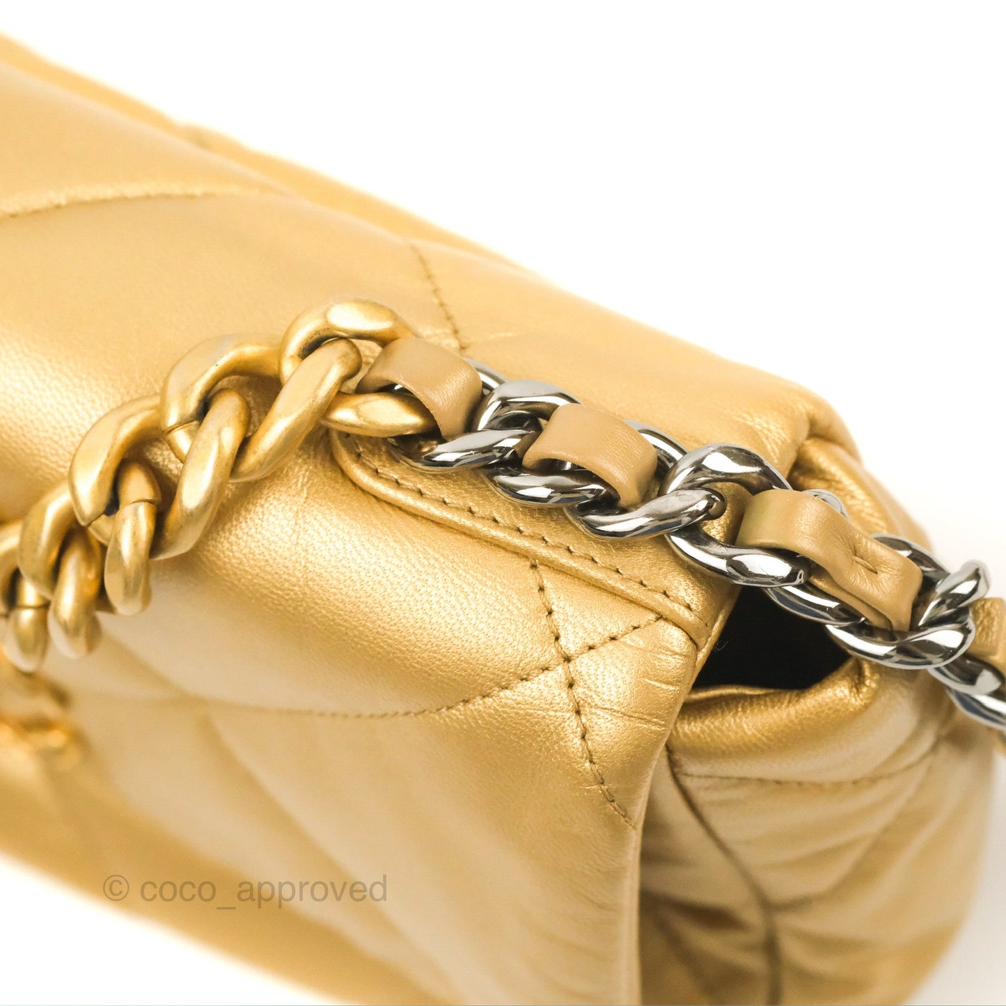 Chanel 19 Small Metallic Gold Lambskin Mixed Hardware