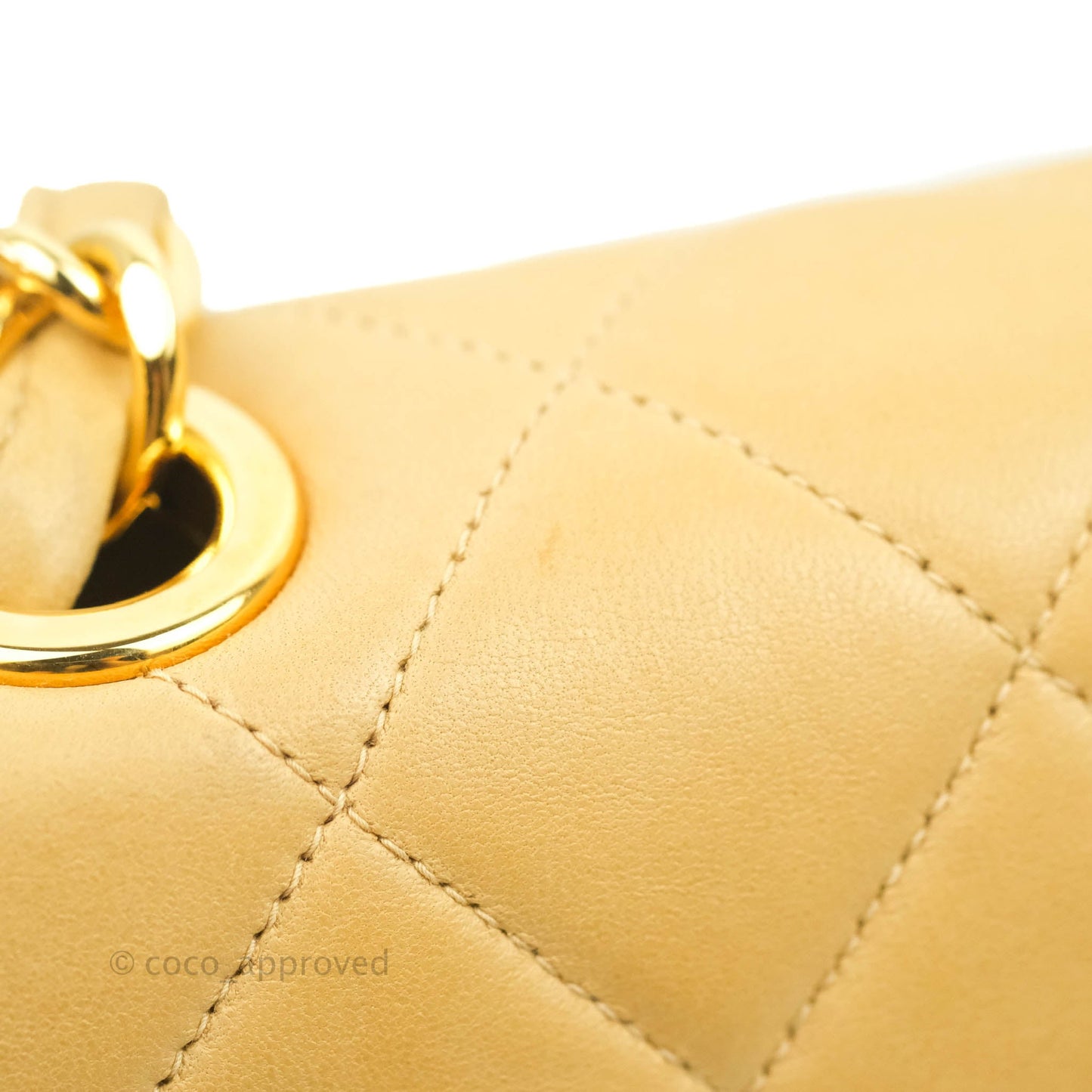 Chanel Classic Vintage Jumbo Single Flap Beige Lambskin Gold Hardware