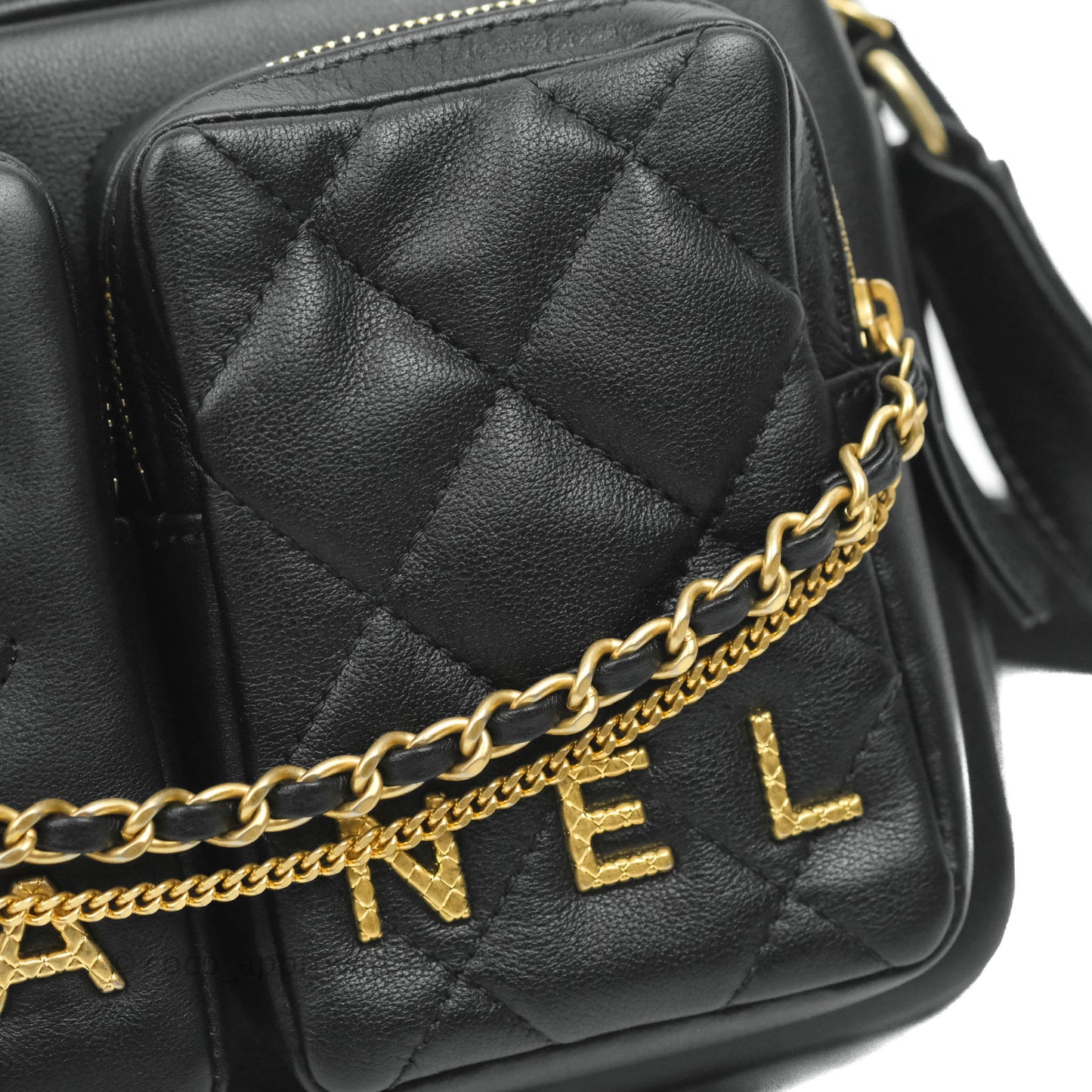 Chanel Quilted Small Camera Case Black Calfskin