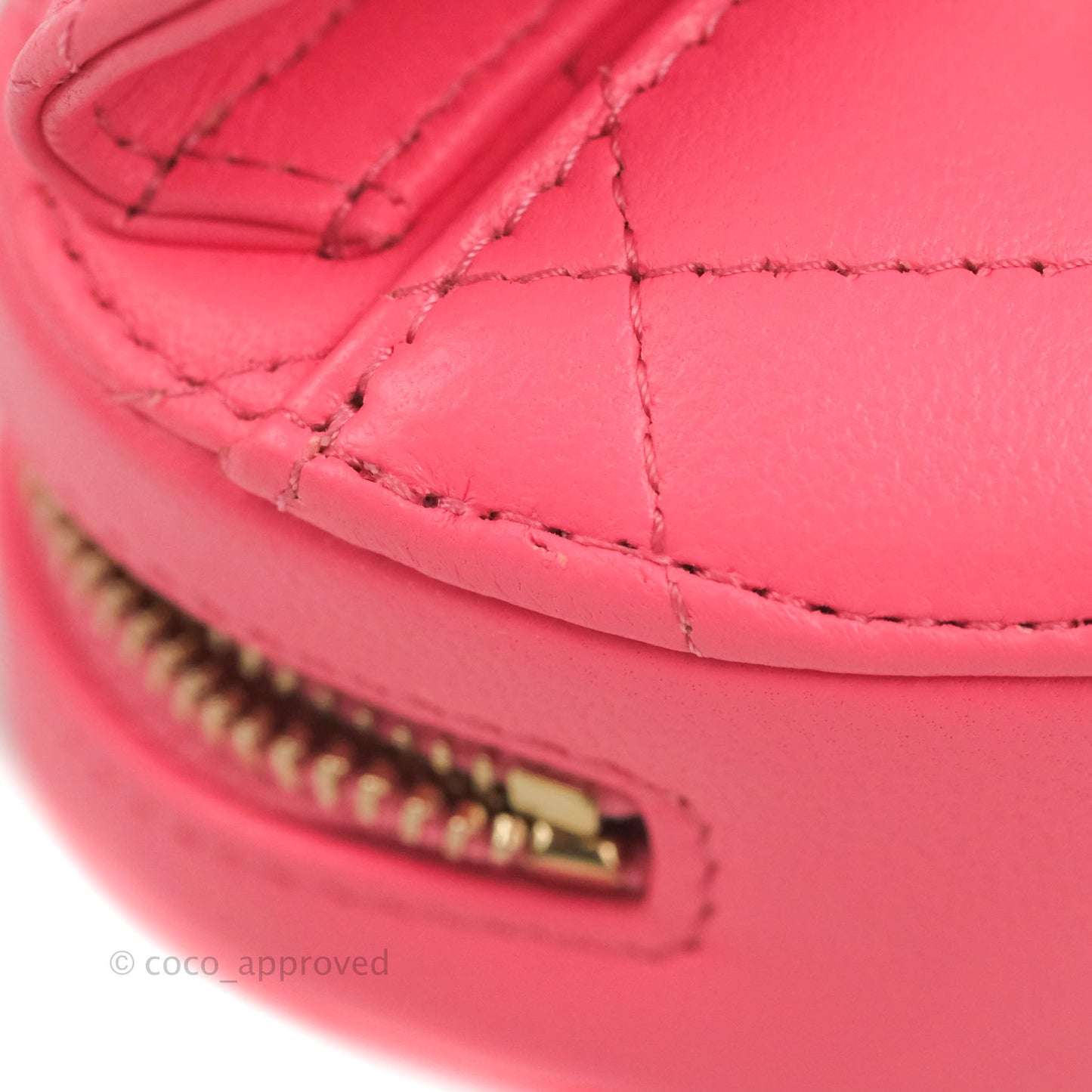Chanel Small Heart Coin Purse Necklace Pink Lambskin Gold Hardware 22S