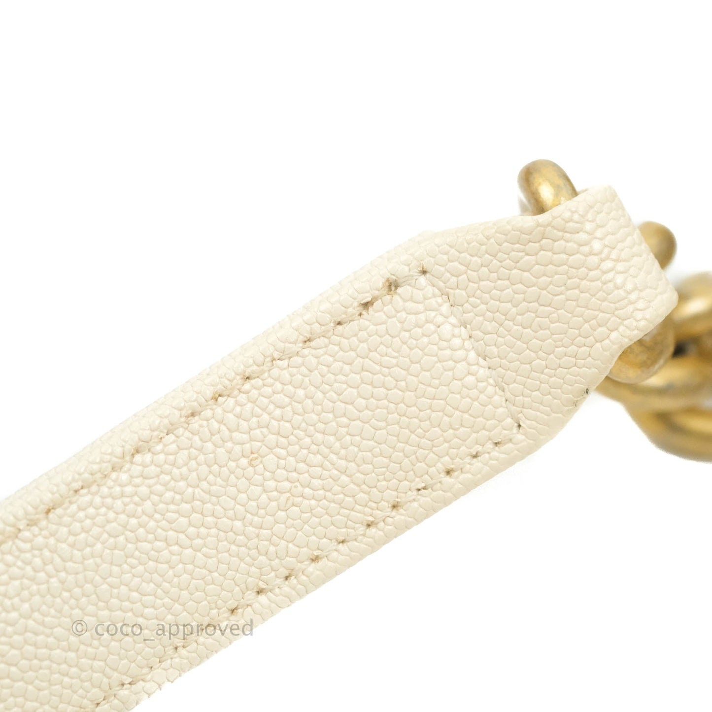 Chanel Boy Small Quilted White Caviar Aged Gold Hardware
