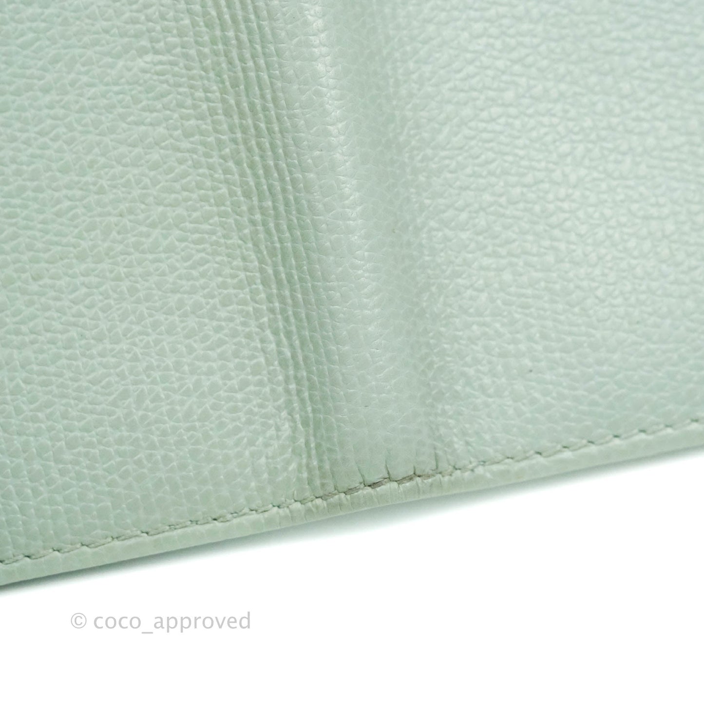 Chanel Card Holder Tiffany Blue Grained Leather