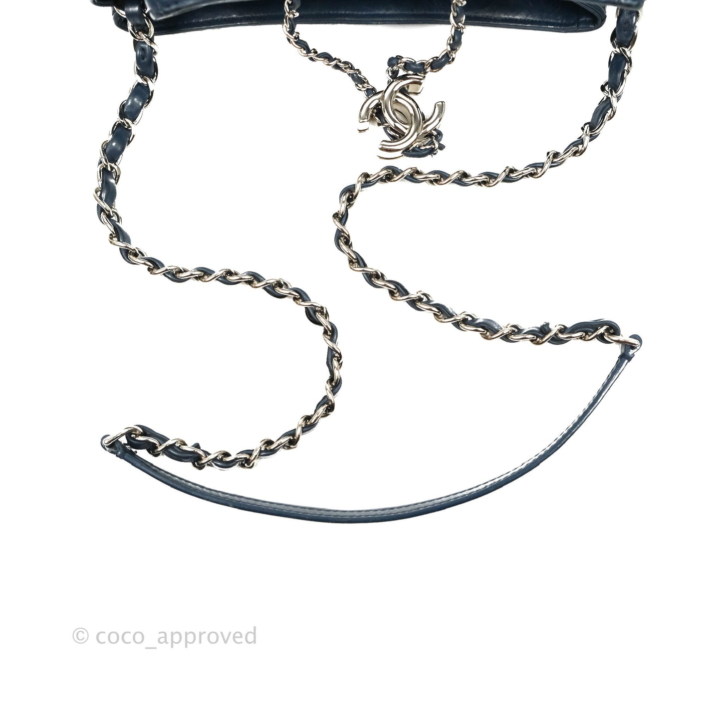 Chanel Drawstring Bucket Bag Dark Blue Aged Calfskin Silver Hardware
