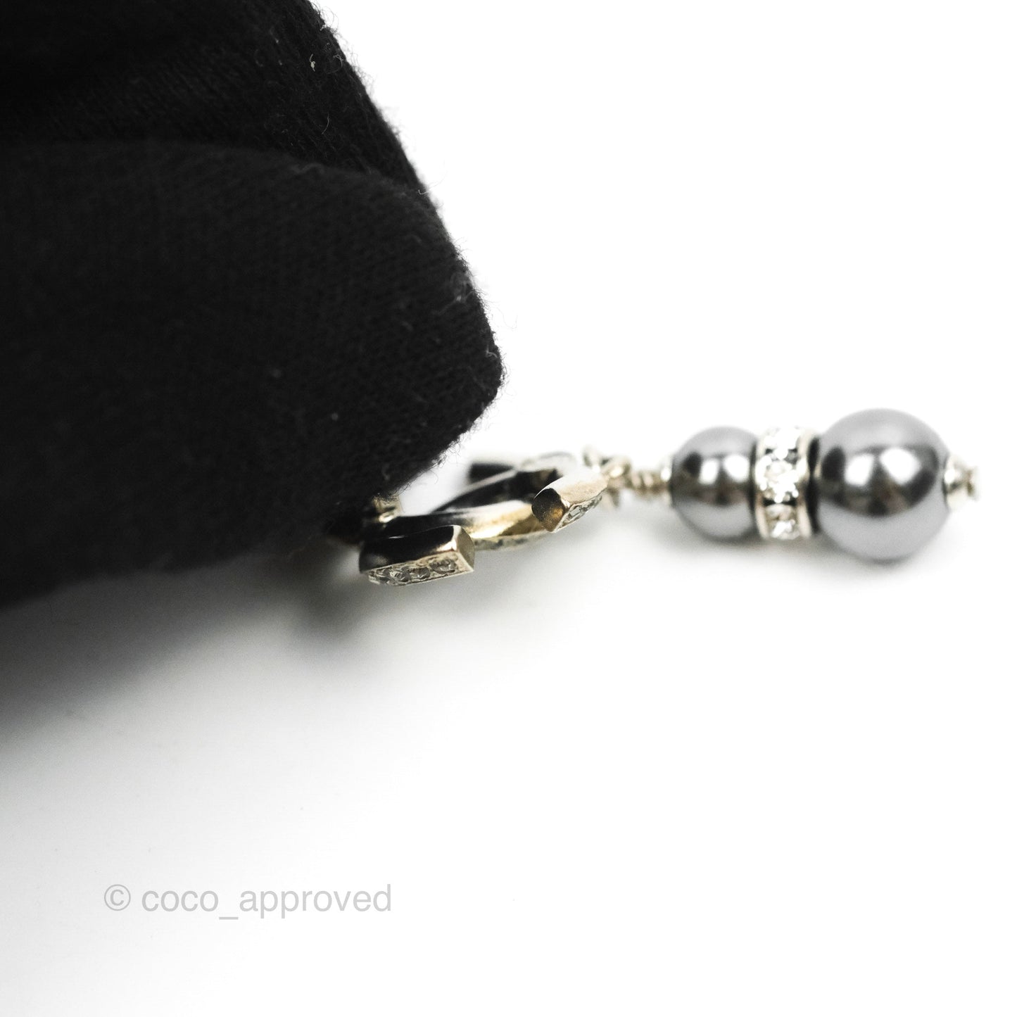 Chanel Crystal CC Drop Earrings Silver Tone 18A