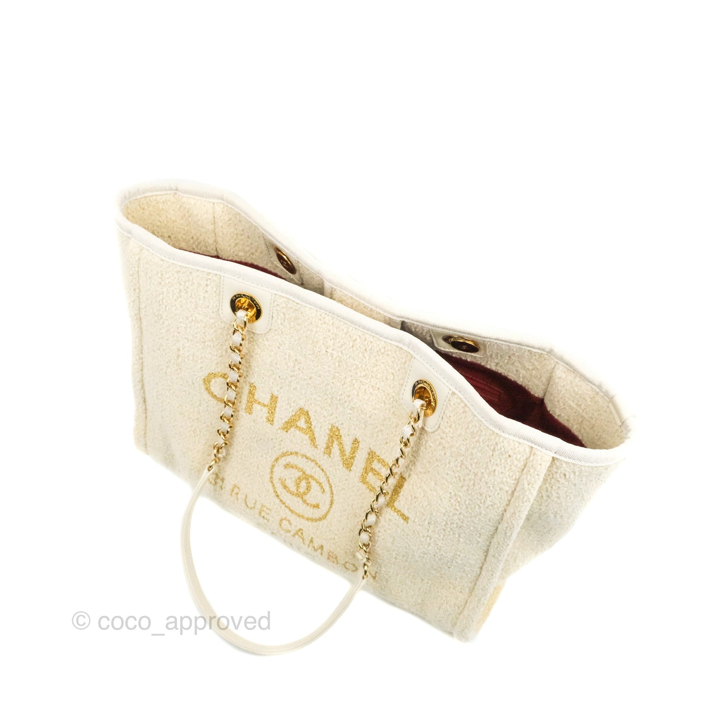 Chanel Medium Deauville Tote Ivory Lurex Boucle 19A