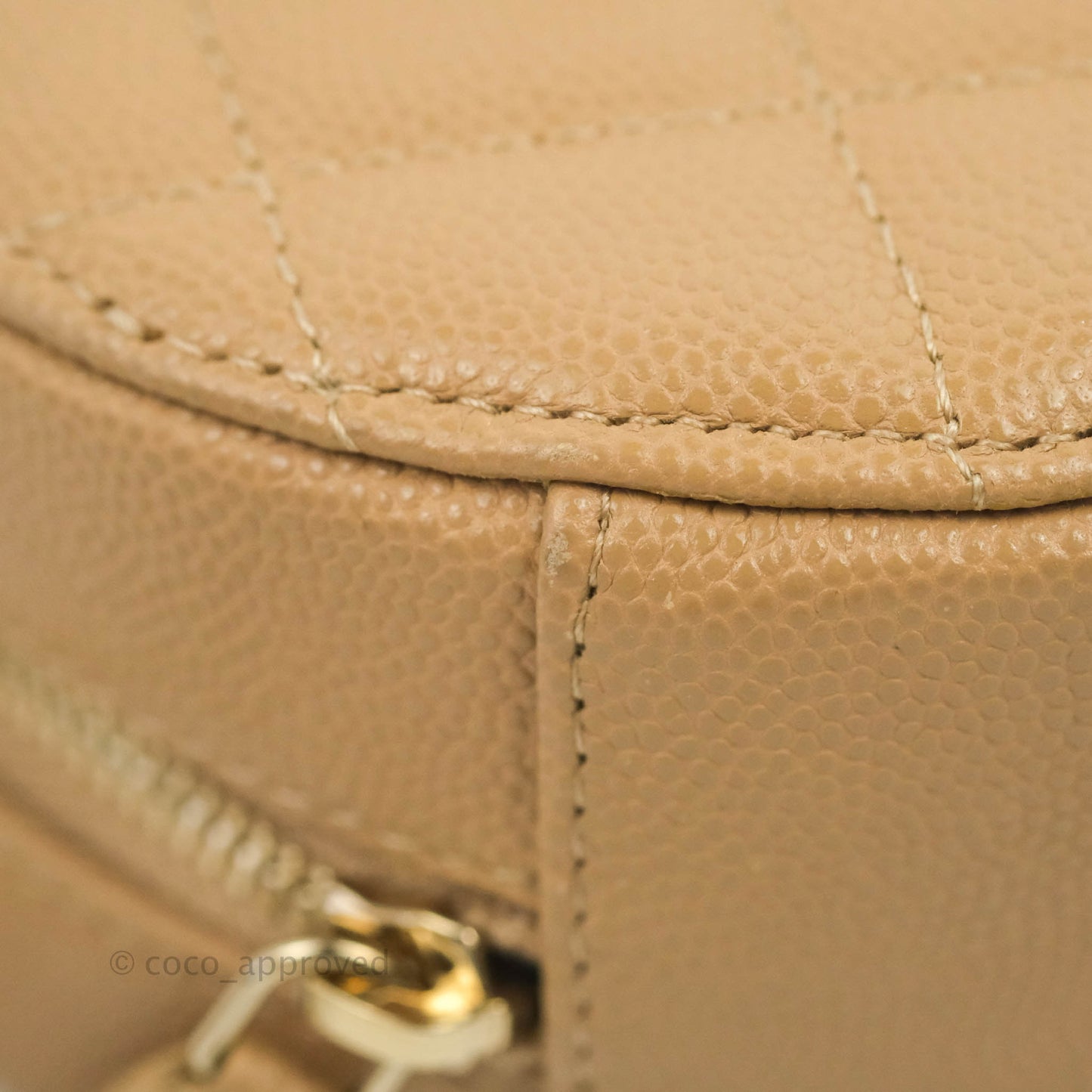 Chanel Round Circle Bag Dark Beige Caviar Light Gold Hardware