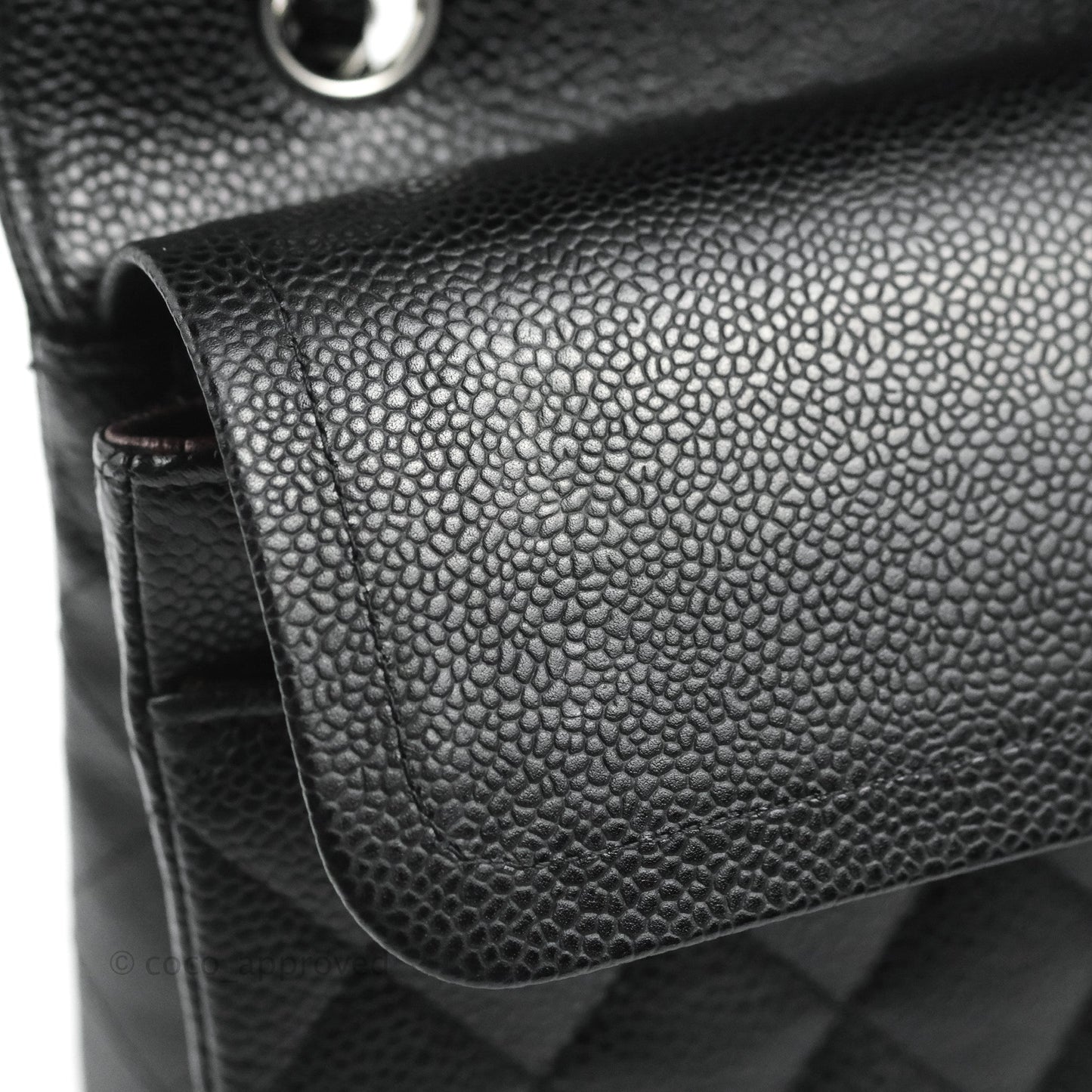 Chanel Classic M/L Medium Flap Quilted Black Caviar Silver Hardware