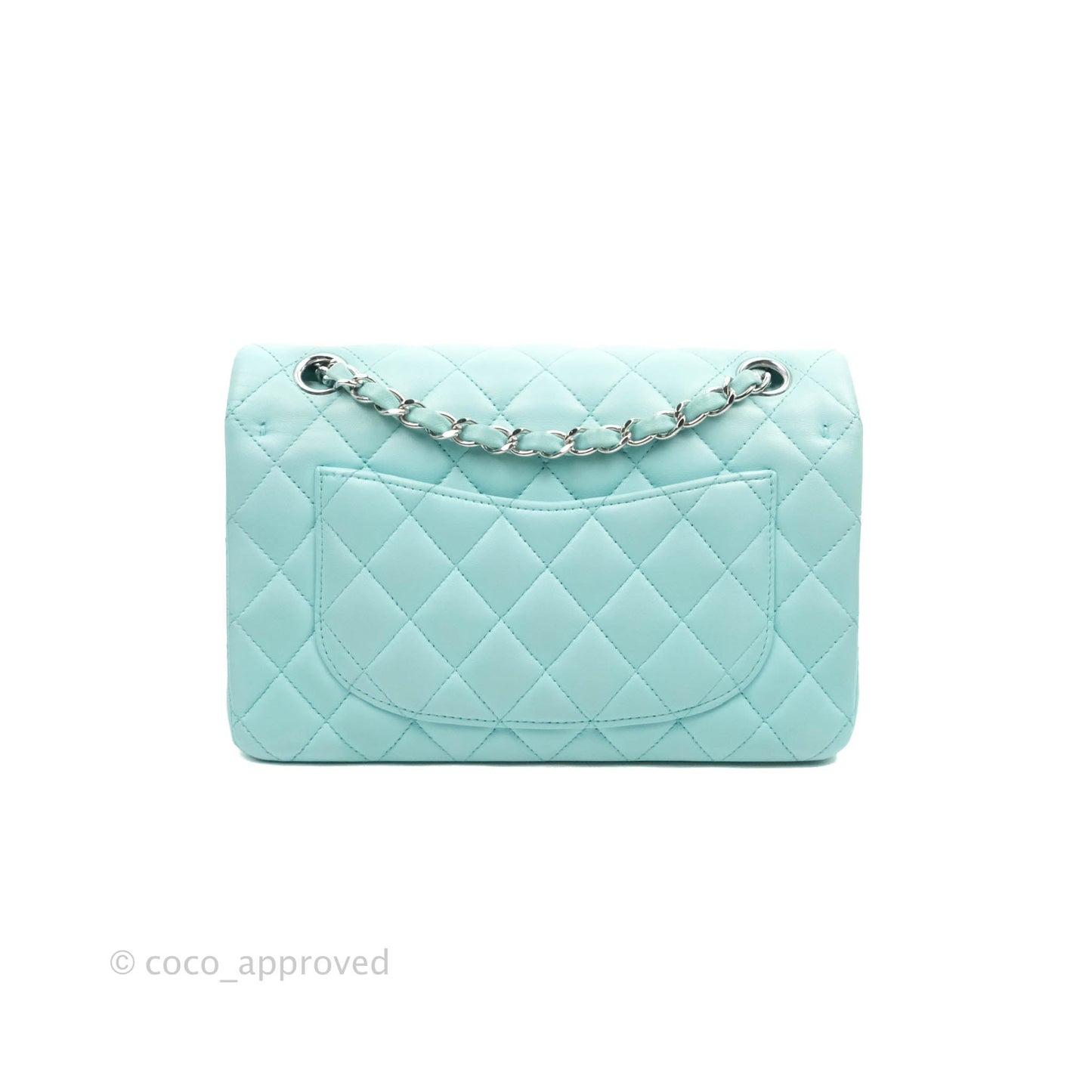 Chanel Small Classic Quilted Flap Tiffany Blue Lambskin Silver Hardware