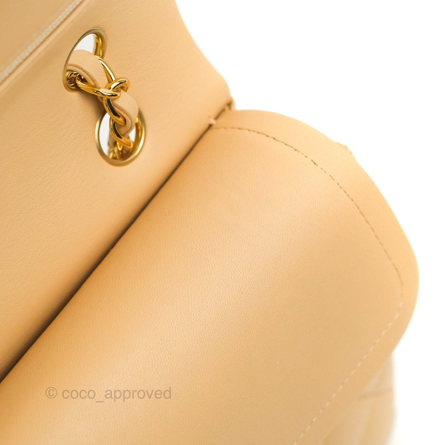 Chanel Classic M/L Medium Flap Quilted Beige Lambskin Gold Hardware