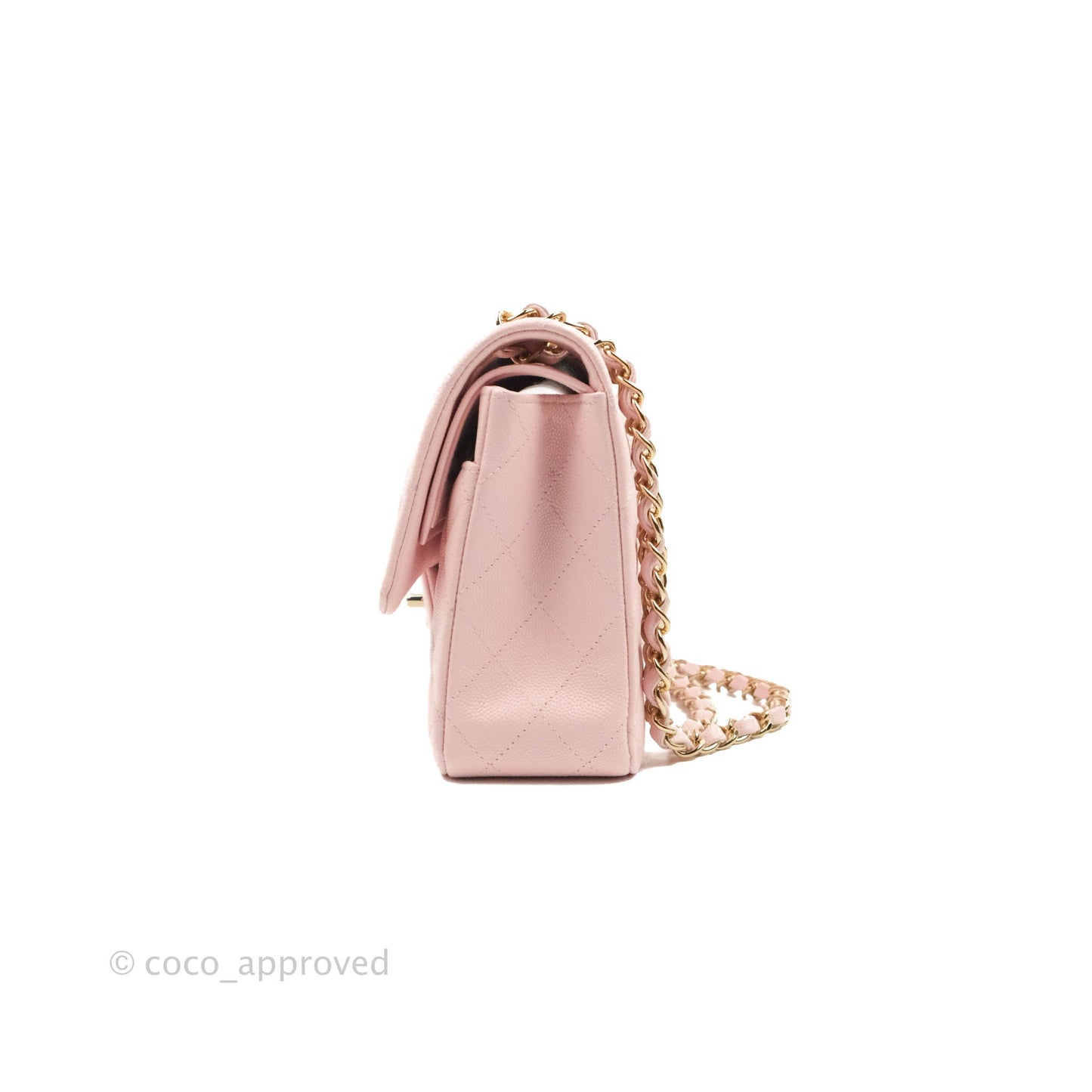 Chanel Classic M/L Medium Flap Quilted Pink Caviar Gold Hardware 22S