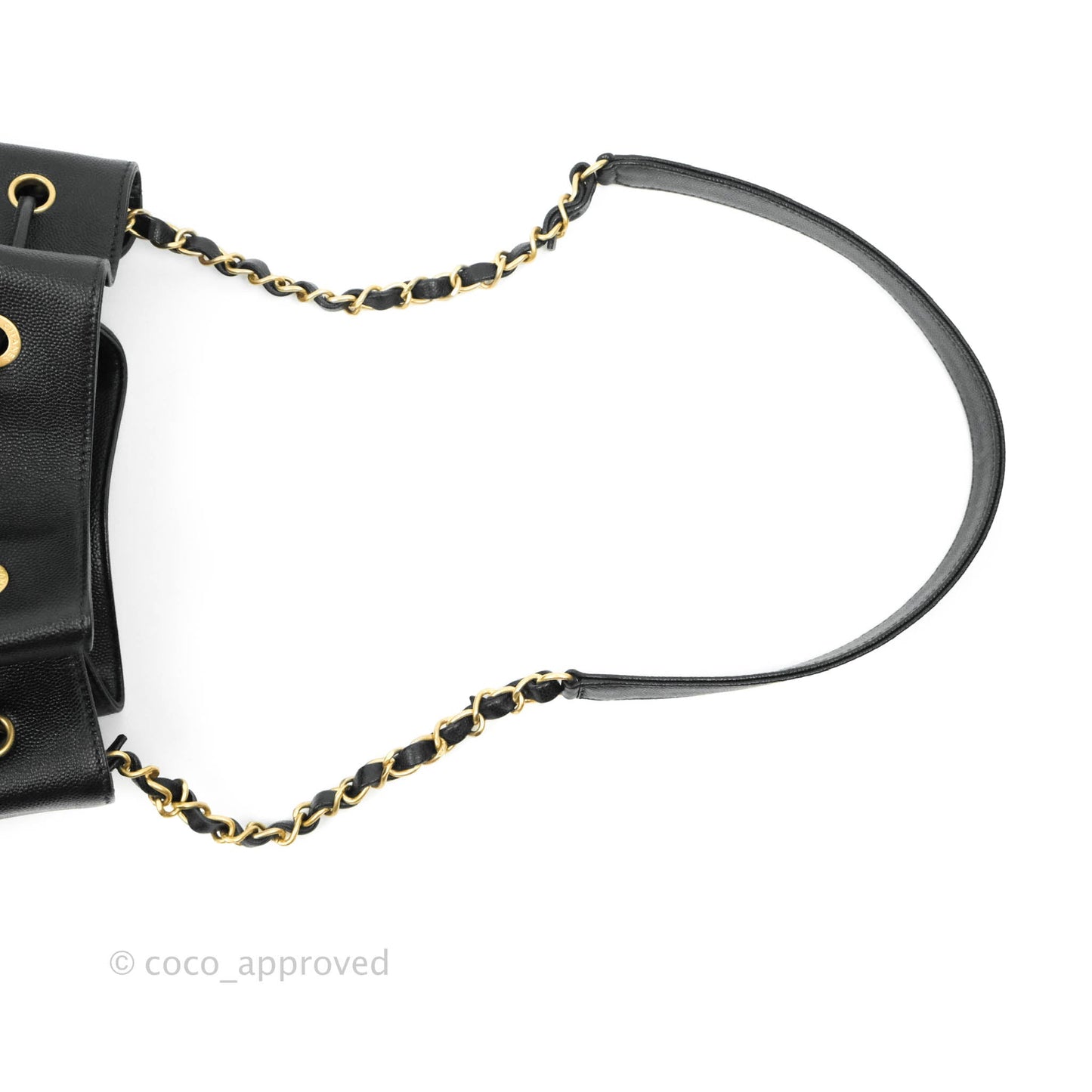Chanel Studded Deauville Drawstring Bucket Bag Black Caviar