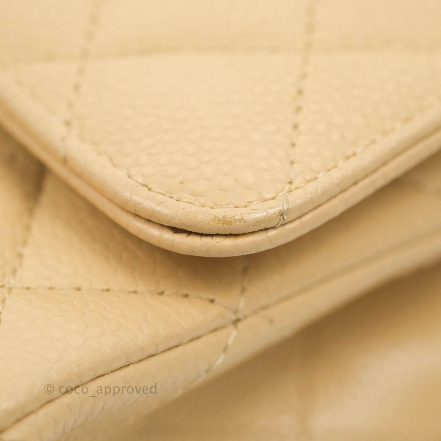 Chanel Classic M/L Medium Flap Quilted Beige Caviar Gold Hardware