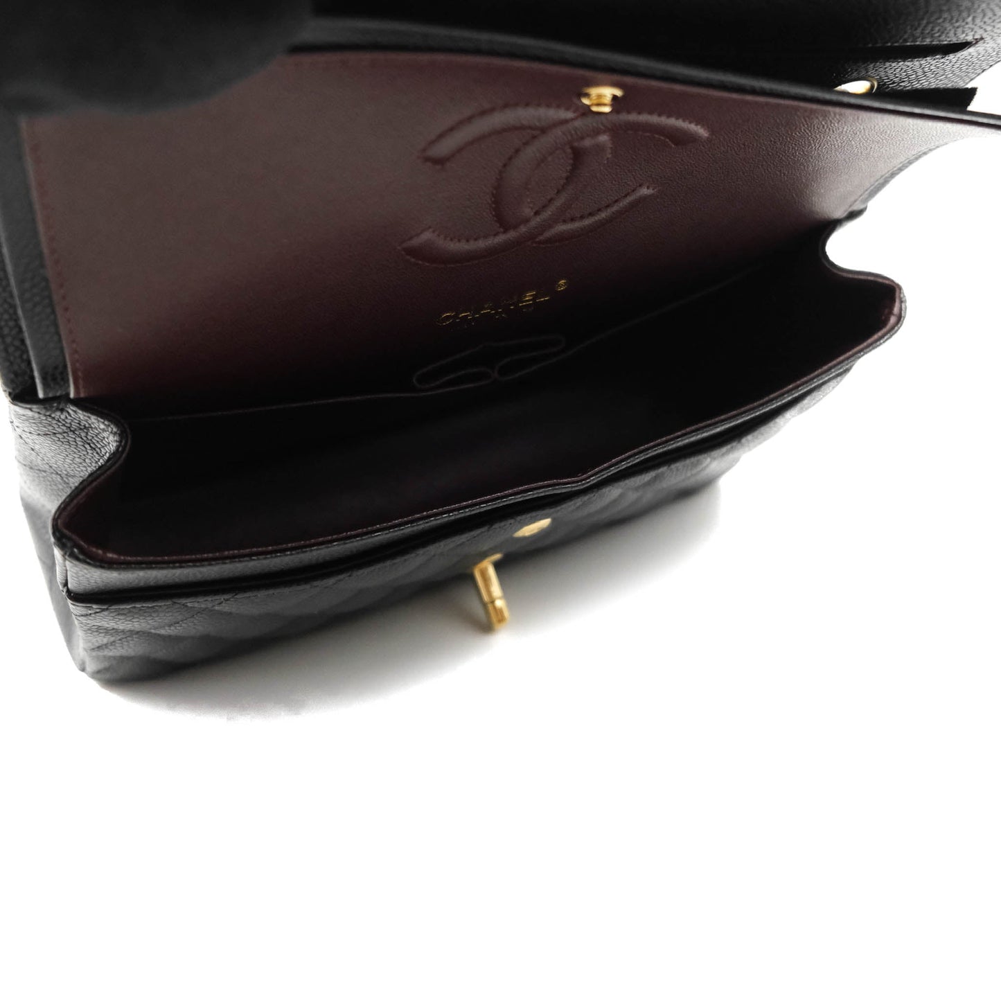 Chanel Classic M/L Medium Flap Quilted Black Caviar Gold Hardware