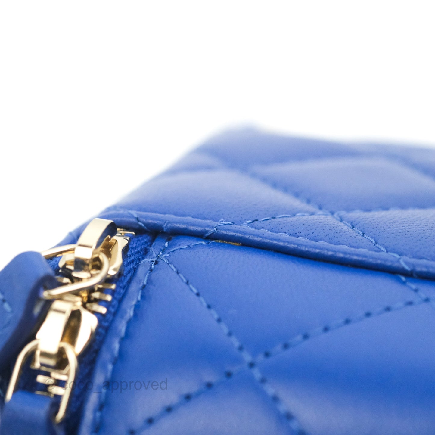 Chanel Mini Top Handle Vanity With Chain Blue Lambskin Gold Hardware