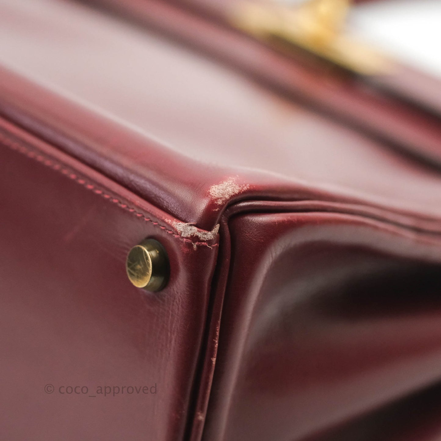 Hermès Vintage Kelly Retourne 32 Dark Red Gold Hardware