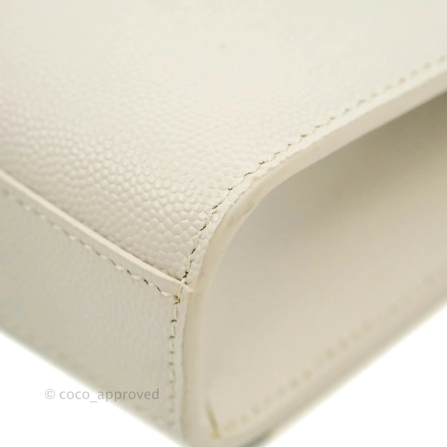 Saint Laurent Small Classic Monogram Kate Tassel Satchel White Grained Calfskin