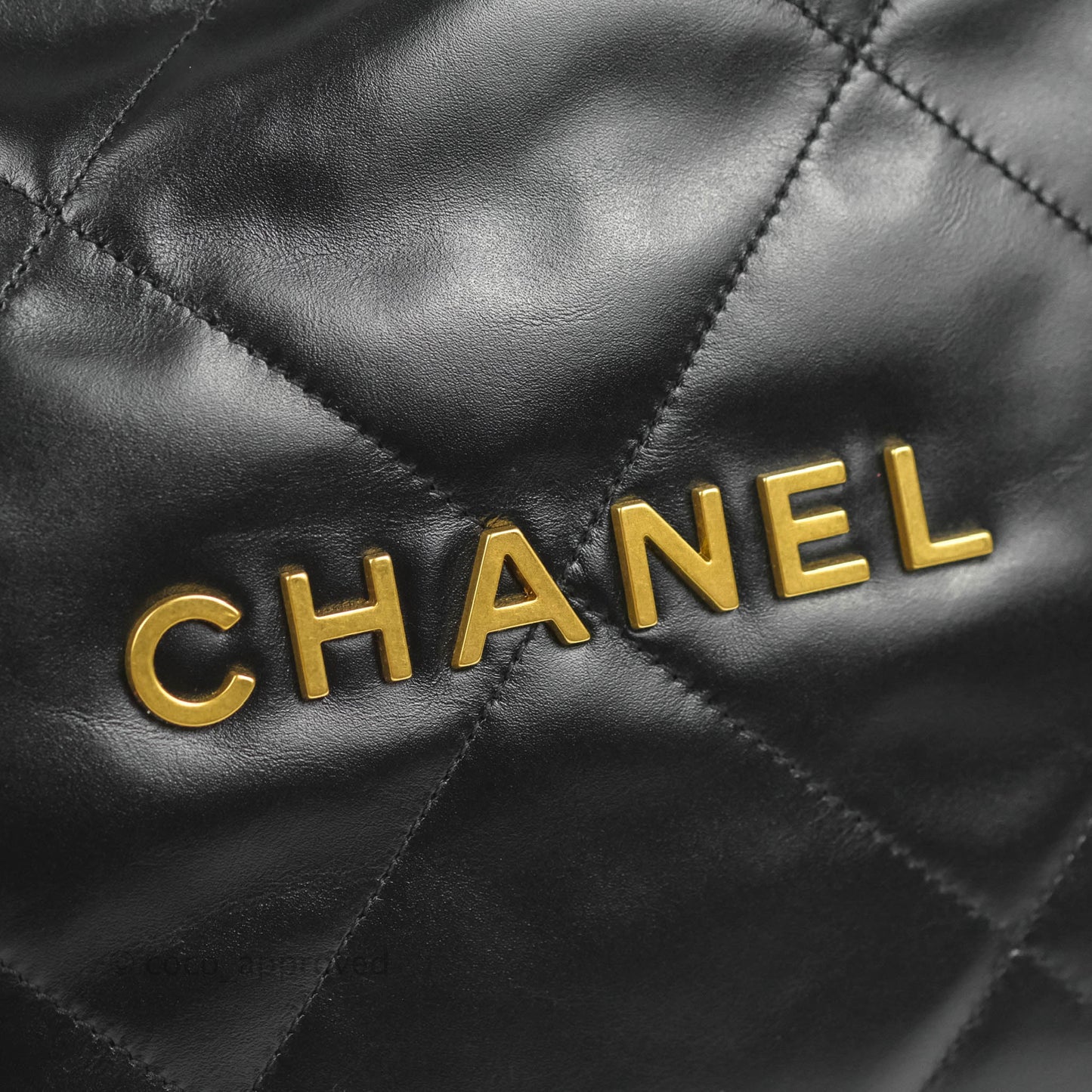 Chanel 22 Small Black Shiny Calfskin Aged Gold Hardware