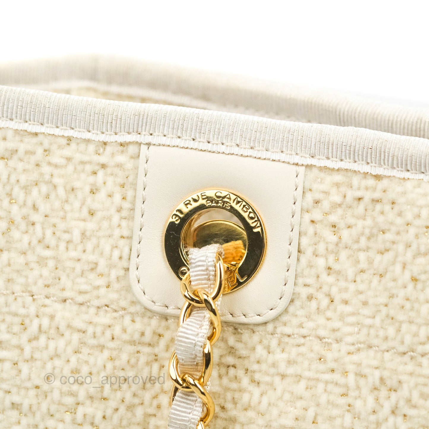 Chanel Medium Deauville Tote Ivory Lurex Boucle 19A