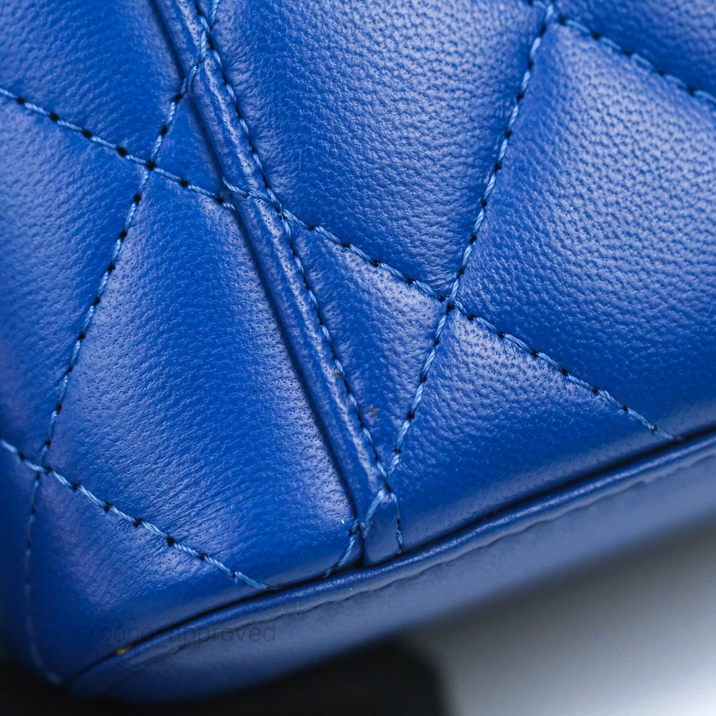 Chanel Mini Top Handle Vanity With Chain Blue Lambskin Gold Hardware