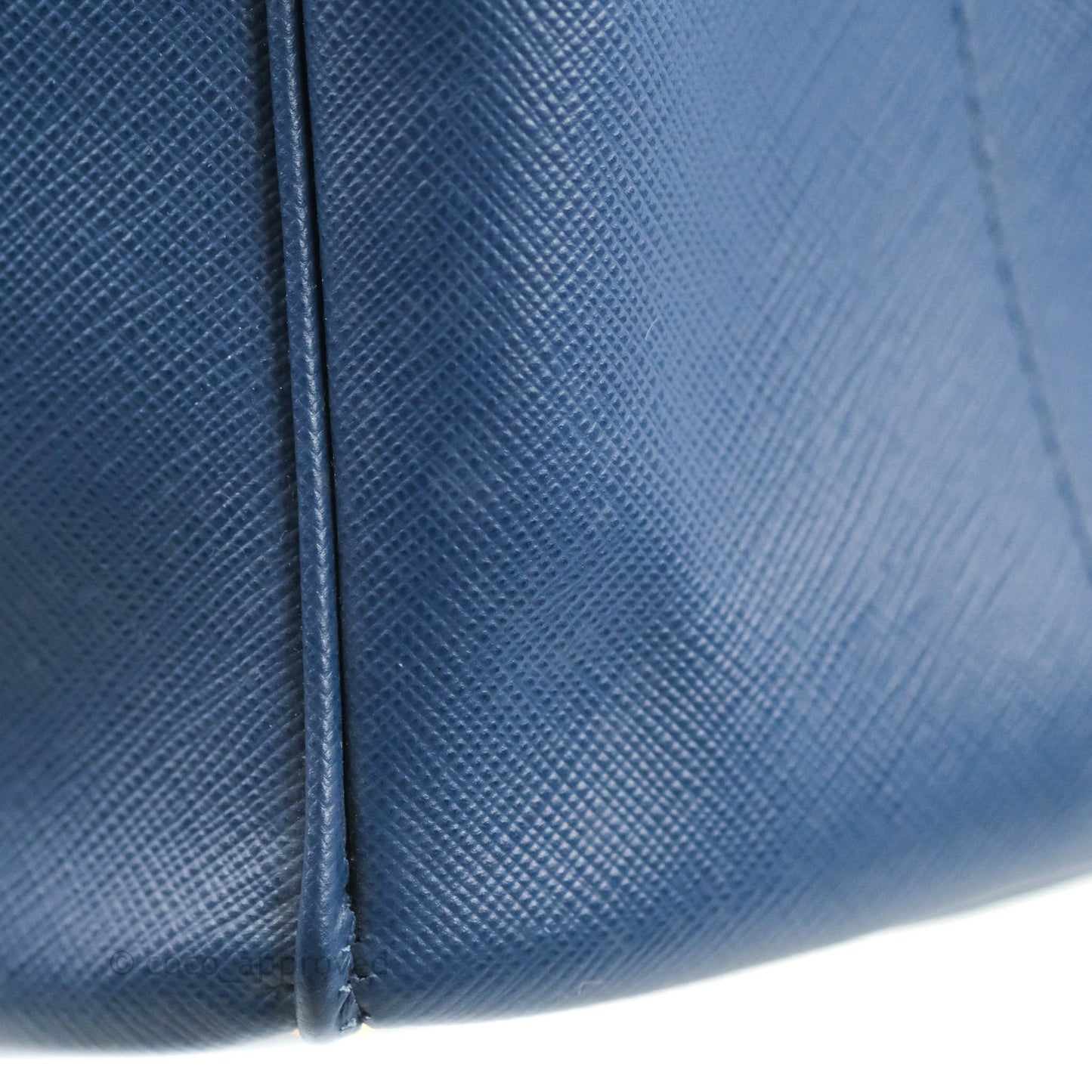 Prada Double Zip Lux Saffiano Dark Blue Large Tote Bag