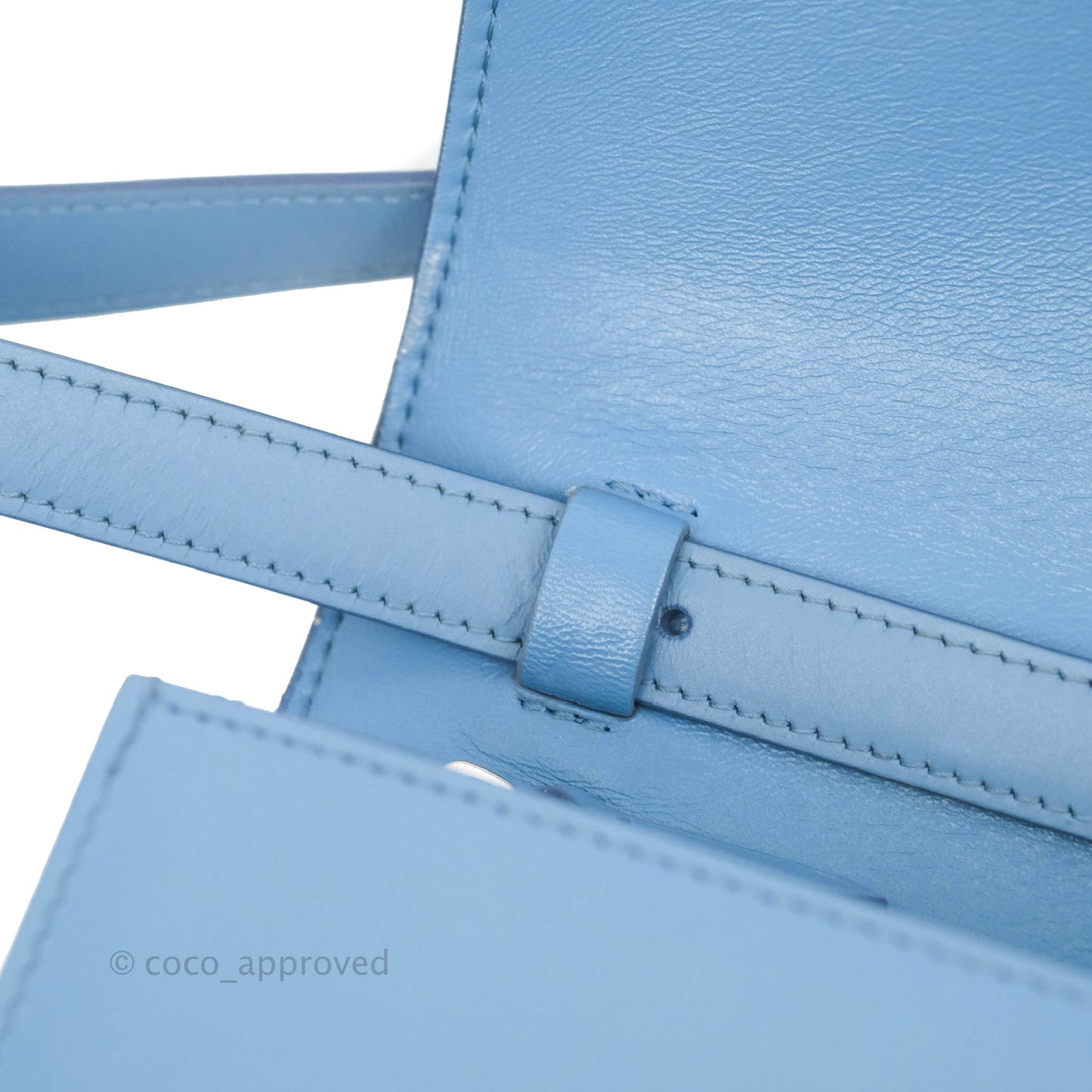 Celine Medium Classic Box Flap Blue Calfskin Silver Hardware