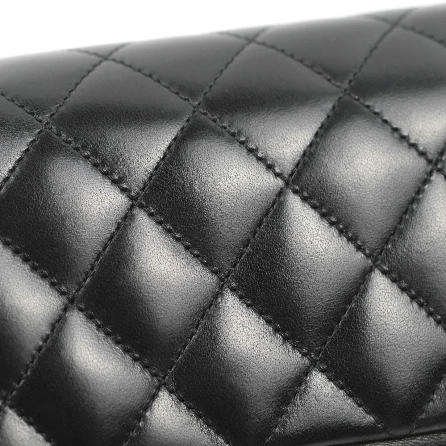 Chanel Classic M/L Medium Flap Quilted Black Lambskin Silver Hardware