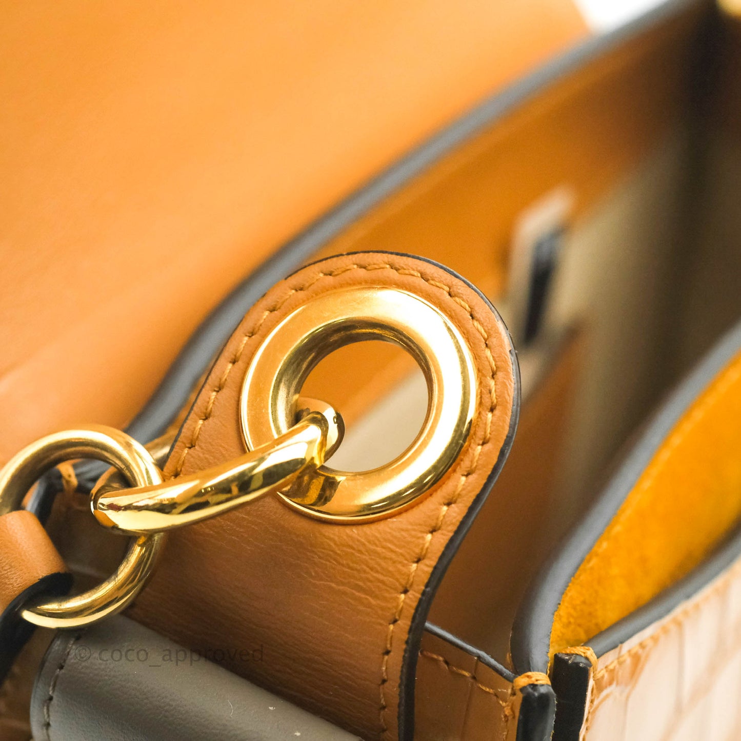 Chloe Small Croc-Embossed Tess Brown Bag