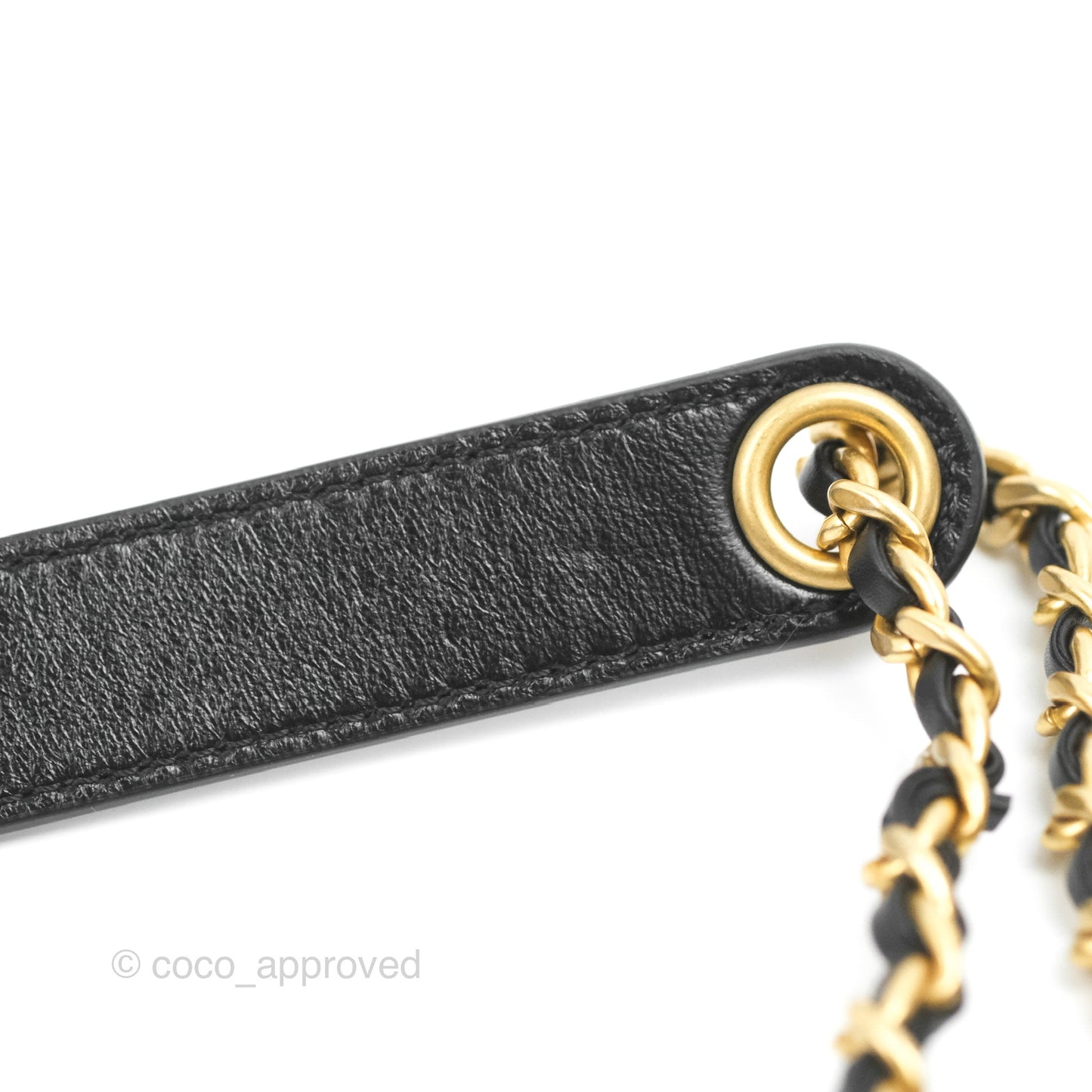 Chanel Flap Chain Bag Black Shiny Calfskin Aged Gold Hardware