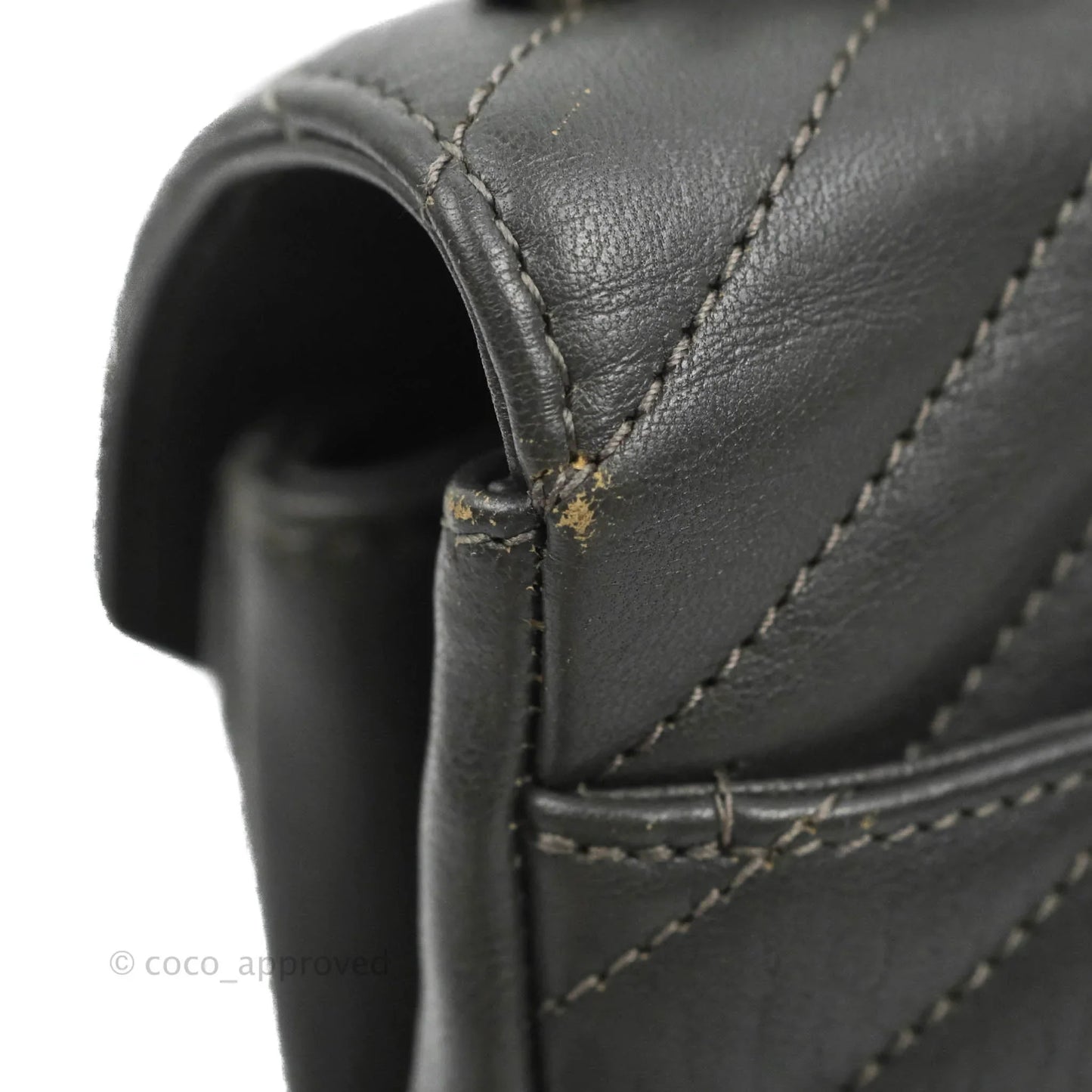 Saint Laurent Chevron Medium College Grey Chain Bag Ruthenium Hardware