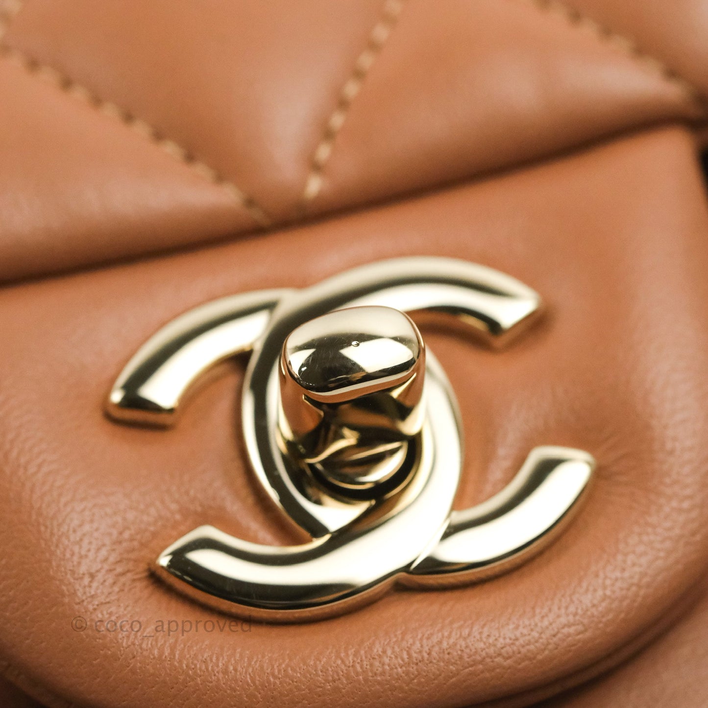 Chanel Small Classic Quilted Flap Dark Beige Caramel Lambskin Gold Hardware 21P