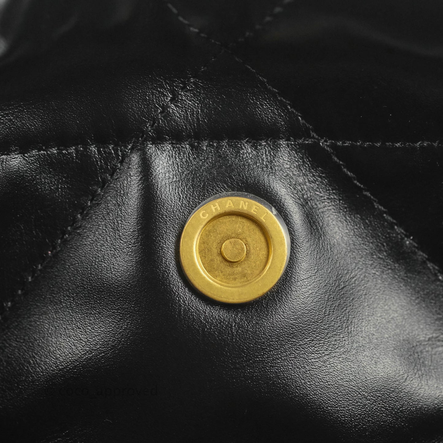 Chanel 22 Small Black Shiny Calfskin Aged Gold Hardware