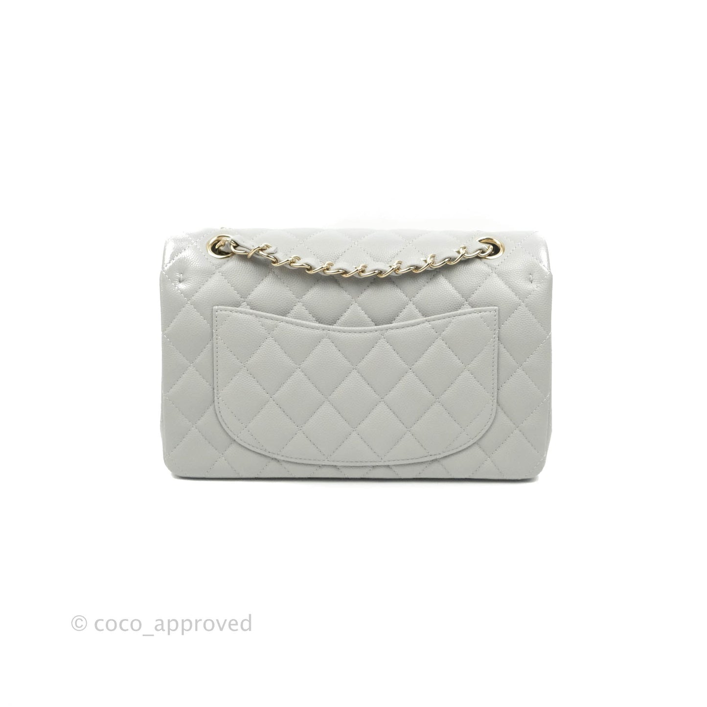 Chanel Small Classic Quilted Flap Grey Caviar Gold Hardware 21A