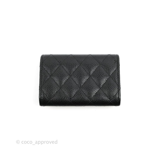 Chanel Quilted Flap Card Holder Black Caviar Gold Hardware