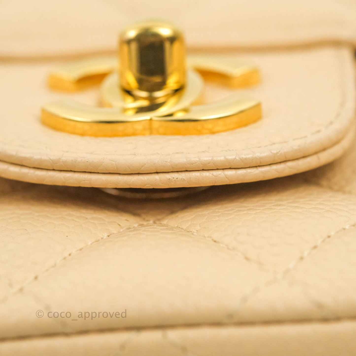Chanel Classic M/L Medium Flap Quilted Beige Caviar Gold Hardware