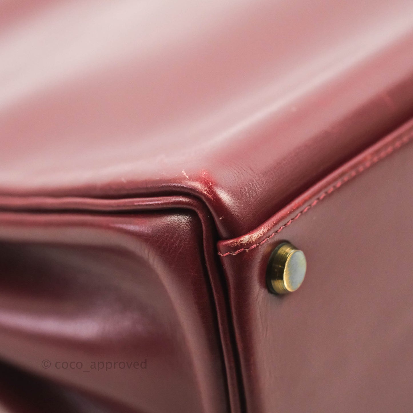 Hermès Vintage Kelly Retourne 32 Dark Red Gold Hardware