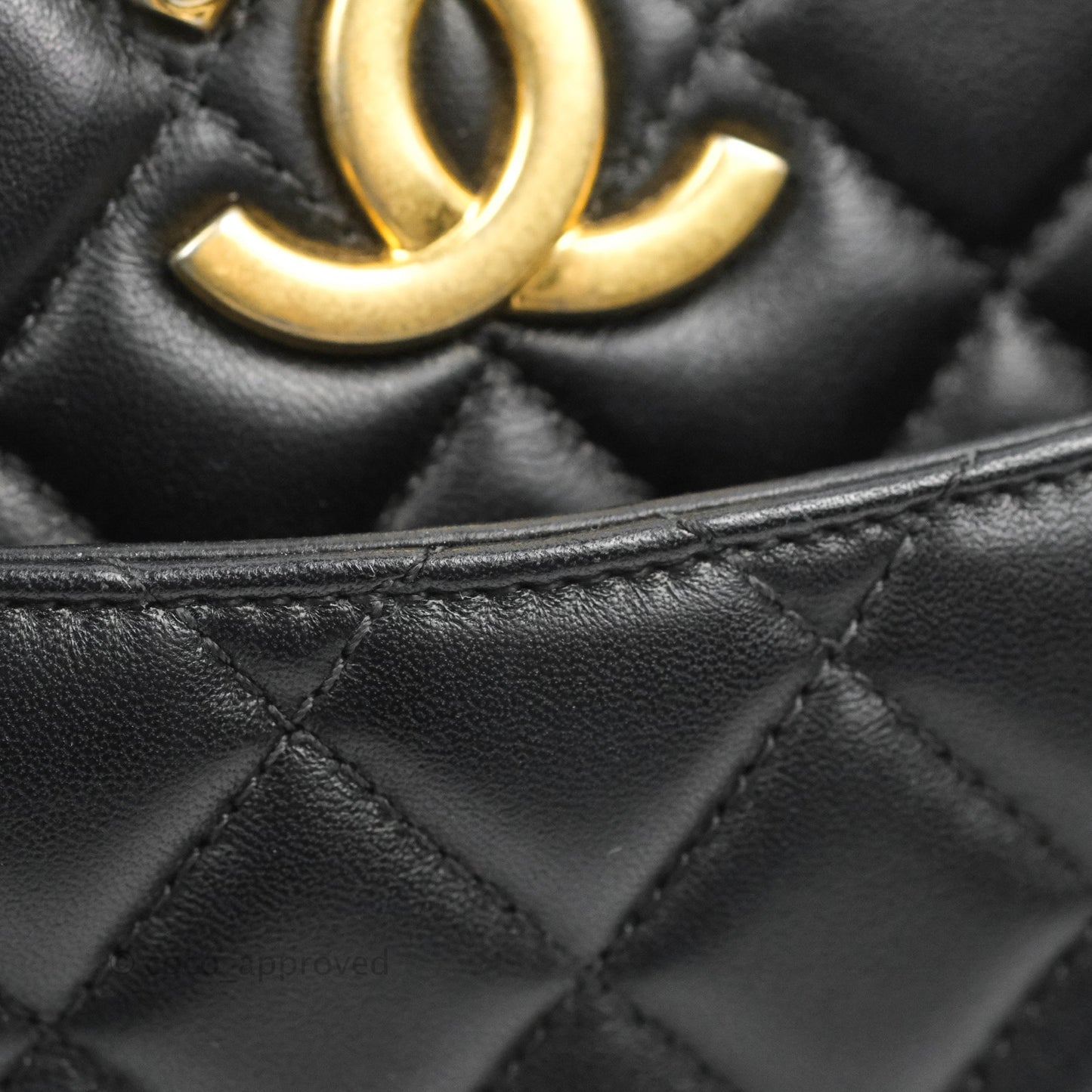 Chanel Quilted Camera Case Bag Black Lambskin Aged Gold Hardware