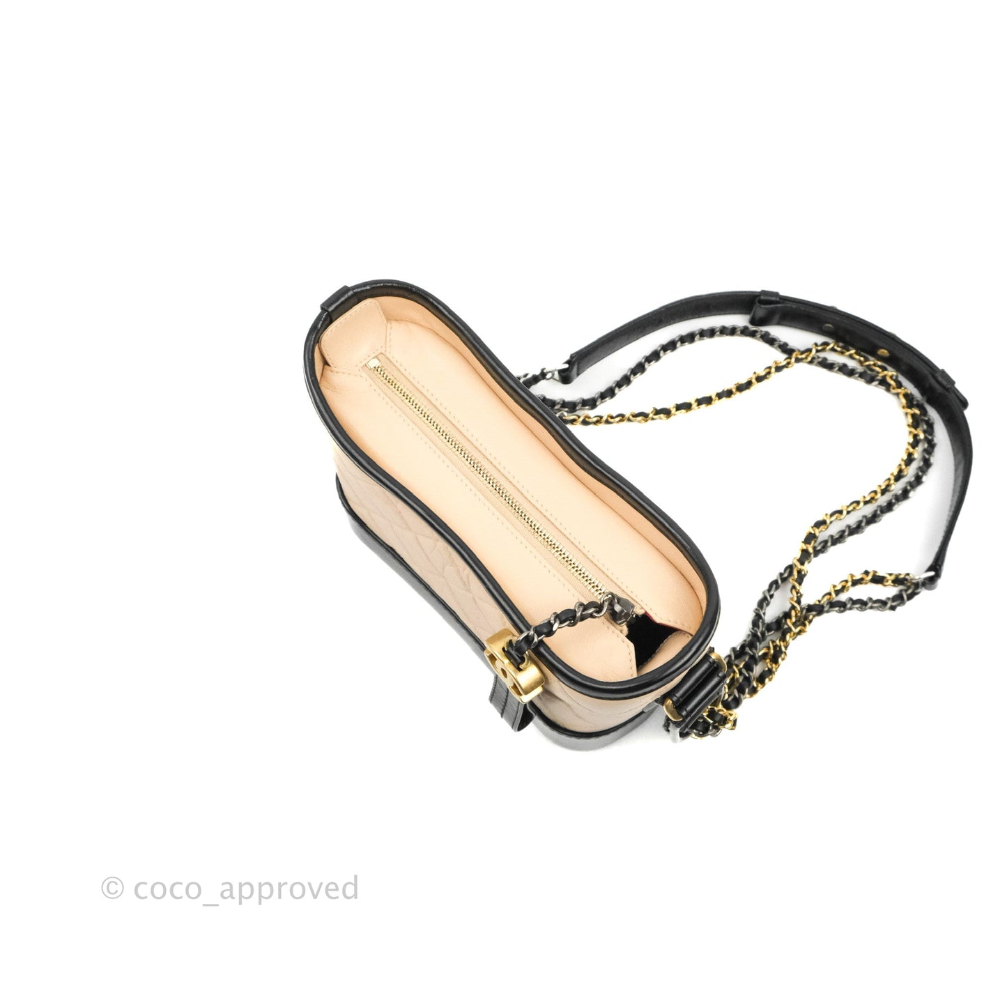 Chanel Quilted Small Gabrielle Hobo Black Beige Aged Calfskin